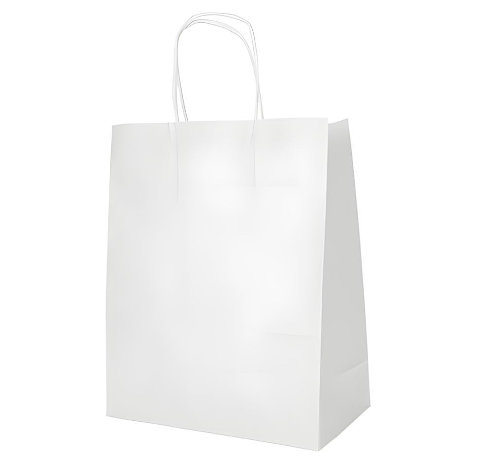PAPSTAR Tragetasche 200x Tragetaschen Papier 44 x 32 x 17cm weiss mit gedrehtem Tragegriff