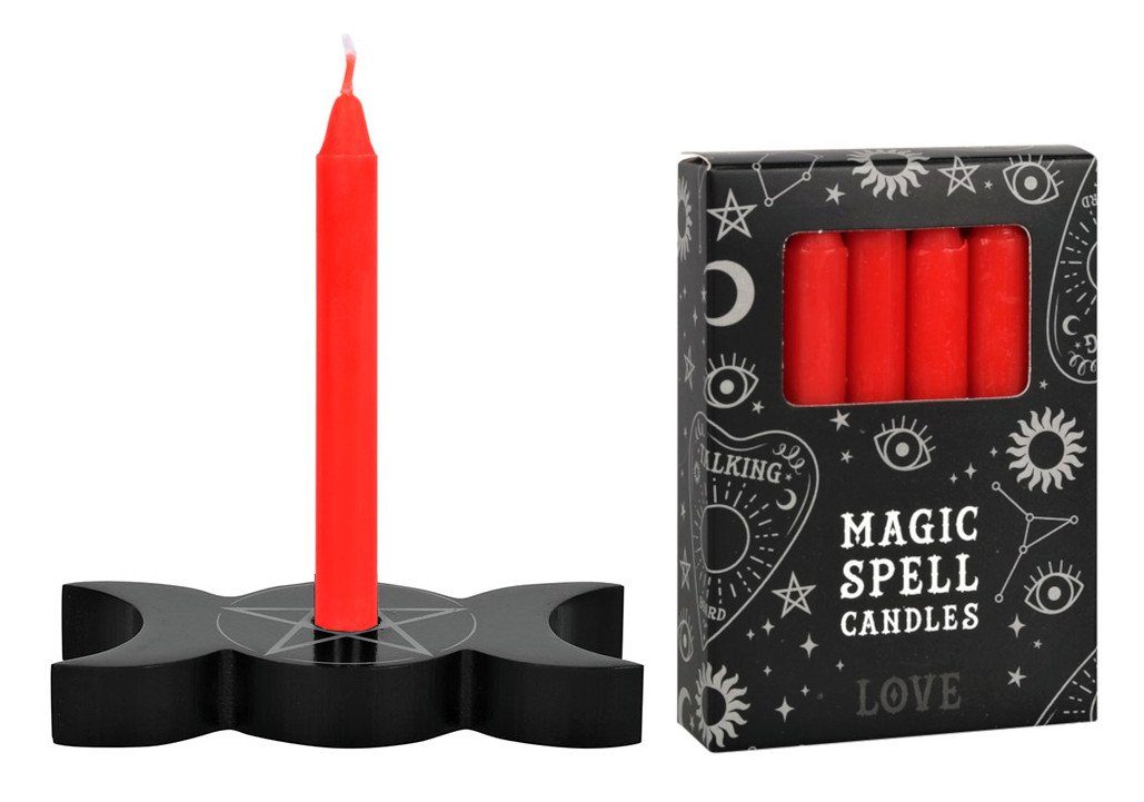 MystiCalls Kerzenhalter Spell Candle Halter Triple Moon - Wunschkerze, Black Magic, Witchcraft, Hexe… Love