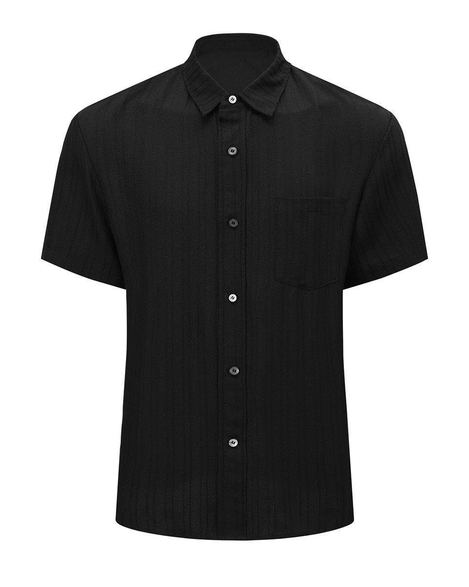 Allthemen Kurzarmhemd Herren Sommerhemd mit 3D Wellenstruktur Freizeithemd Relaxed Fit