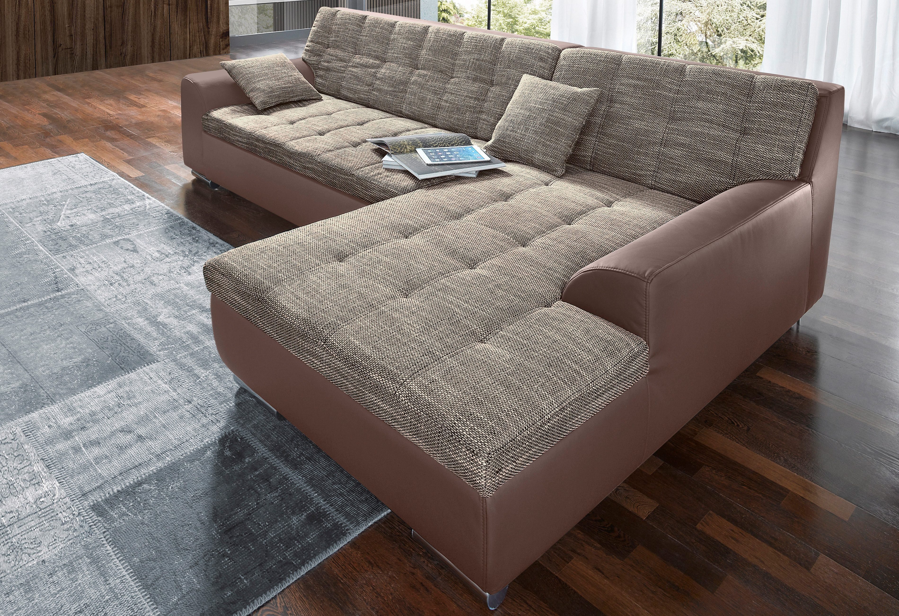 DOMO collection Ecksofa "NMoric incl. Zierkissen B/T/H: 273/216/80 cm L-For günstig online kaufen