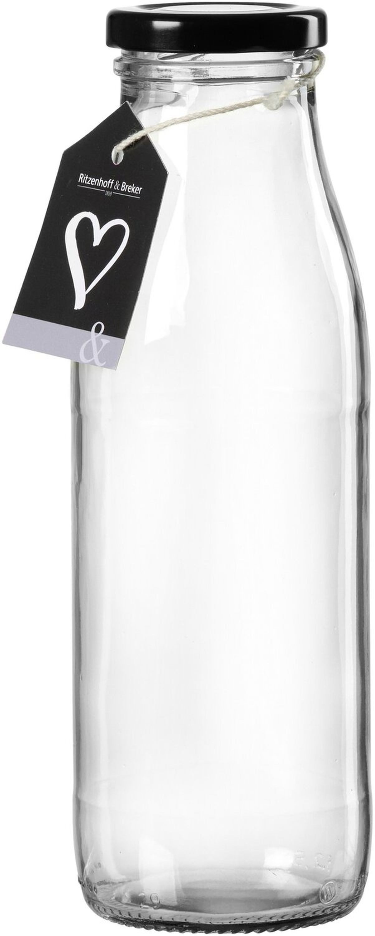 Ritzenhoff & Breker Vorratsglas Milchflasche Mara 500 ml Glas Vorratsflasche transparent, Glas, (1-tlg), Luftdicht aromaschützend