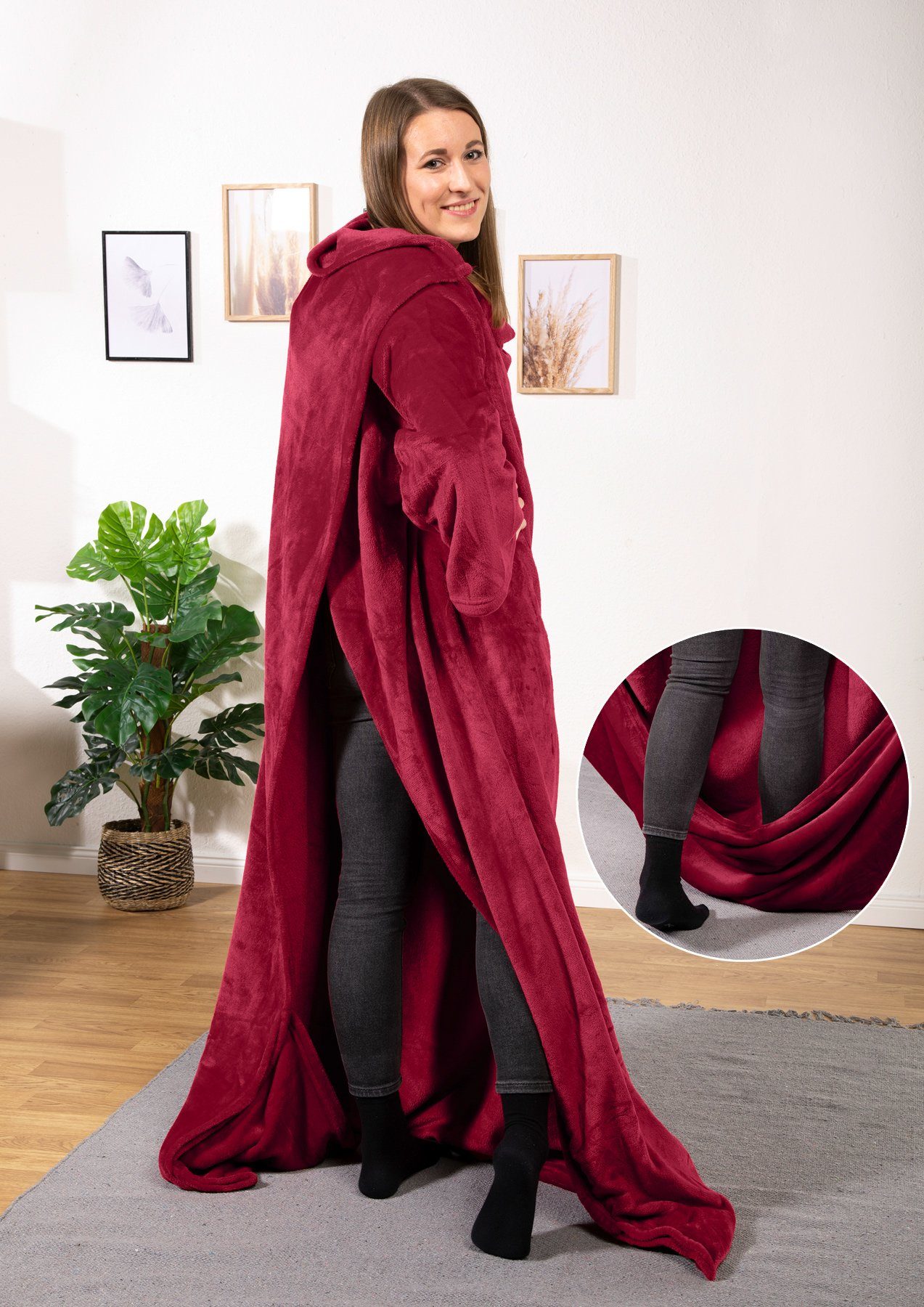Wohndecke tragbare Ganzkörperdecke Kuscheldecke Ärmeldecke, heimtexland, flauschige Ärmel Decke I Soft Flanell I Geschenk Wohlfühlen