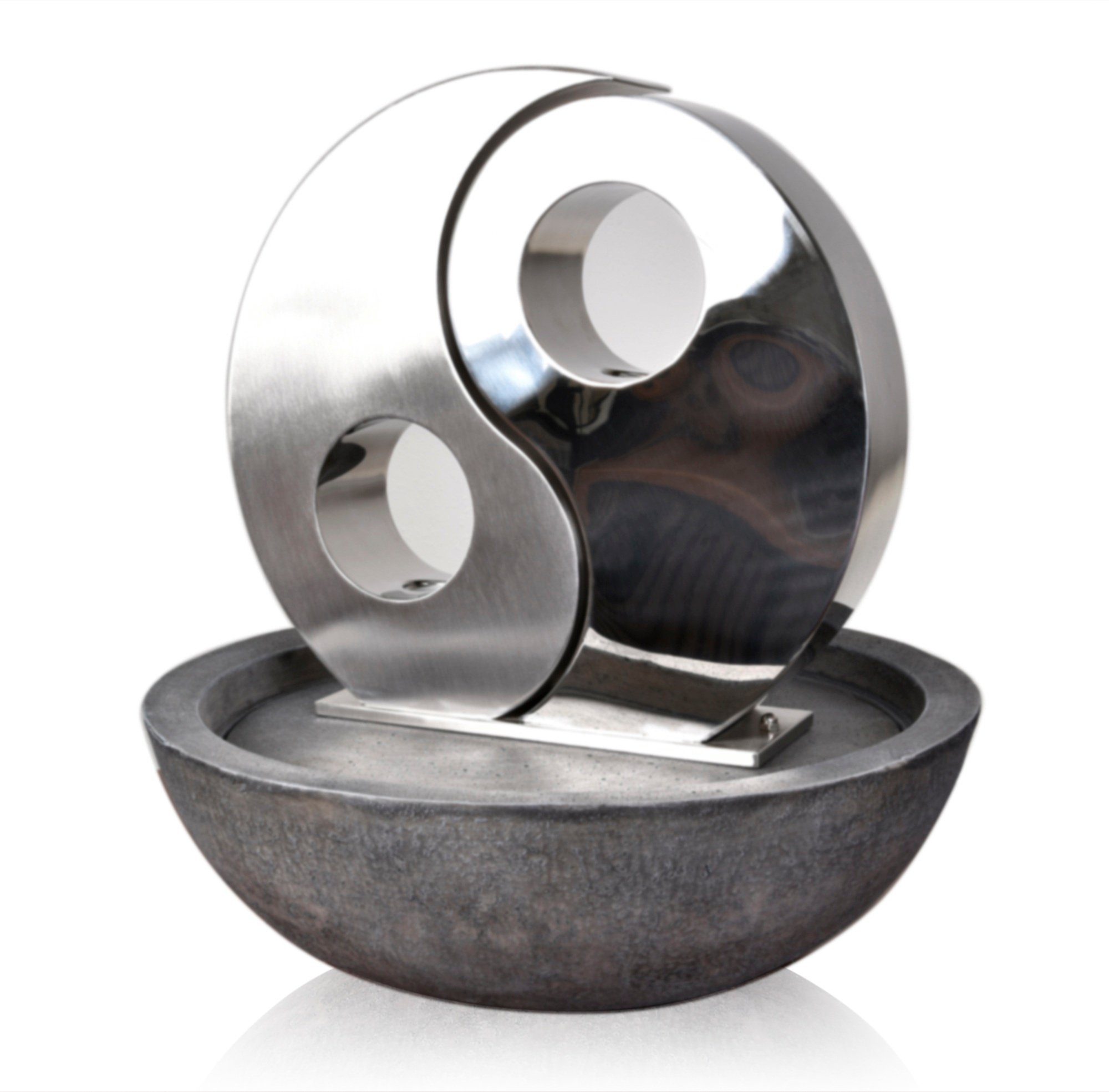 Köhko Zimmerbrunnen Wasserwand Yin Yang-S mit Einer Halbschale in Natursteinoptik mit LED