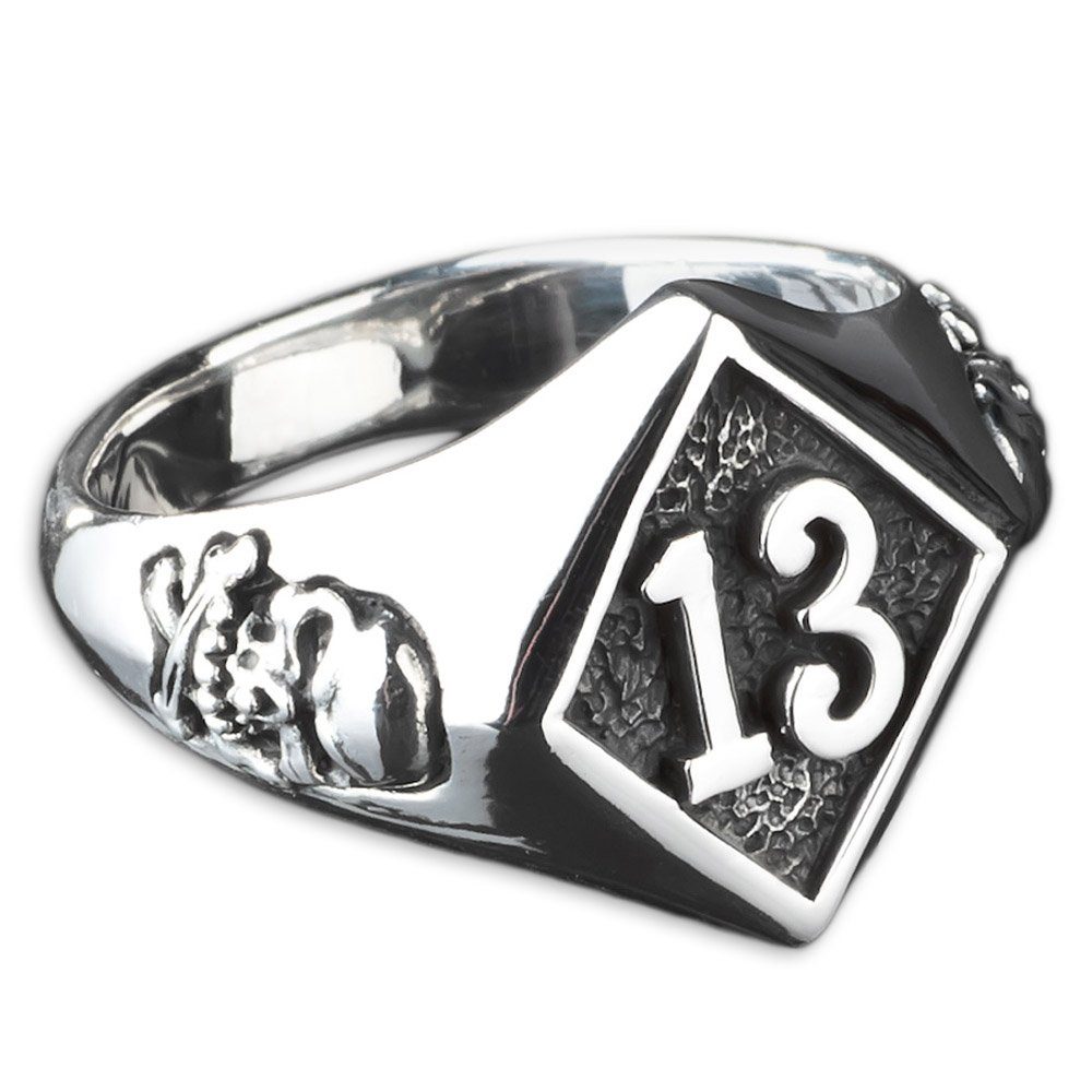 viva-adorno Silberring Herren Ring Lucky Dreizehn 13 Totenkopf Skull Bones günstig online kaufen