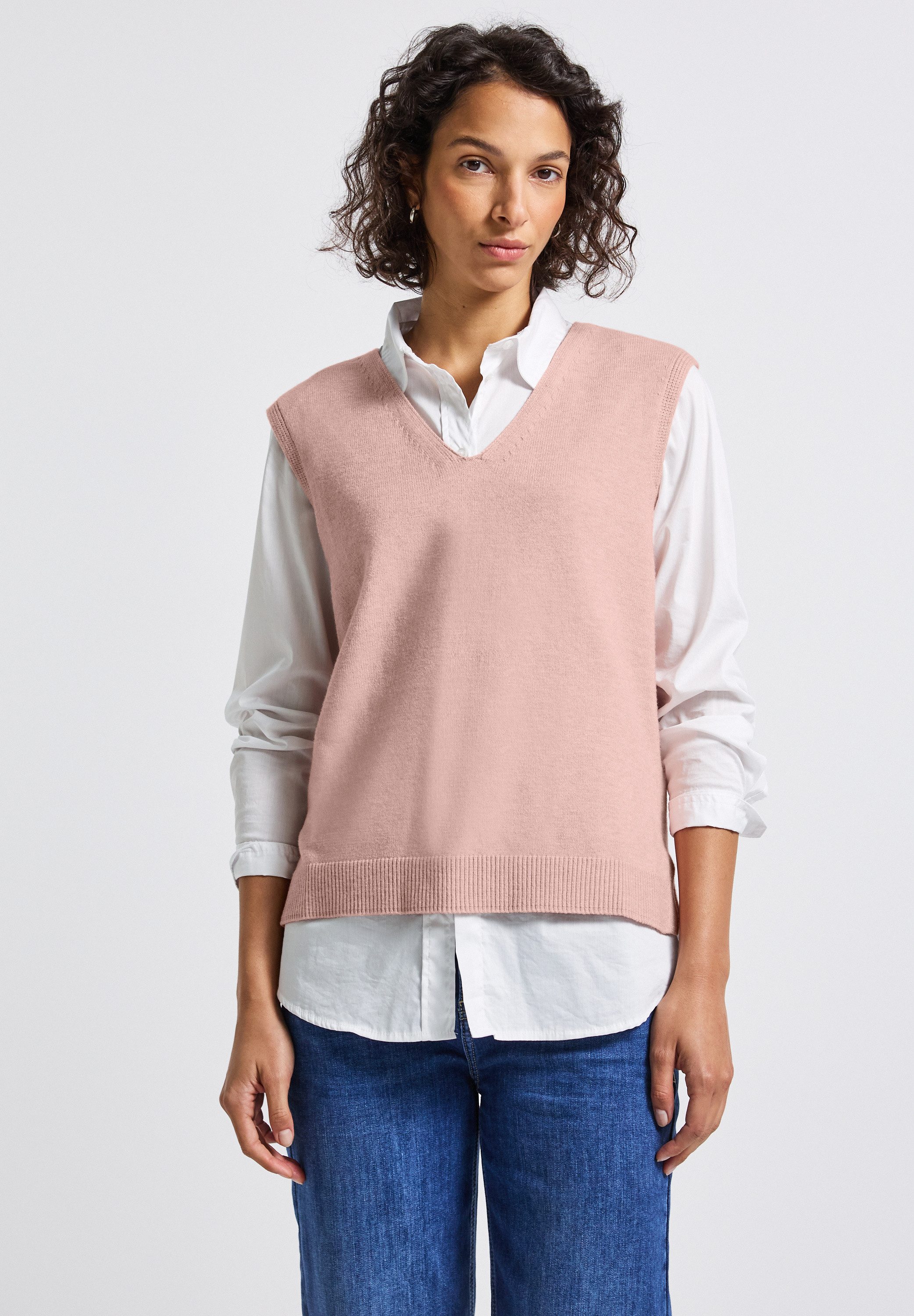 STREET ONE Kurzarmpullover aus softem Materialmix