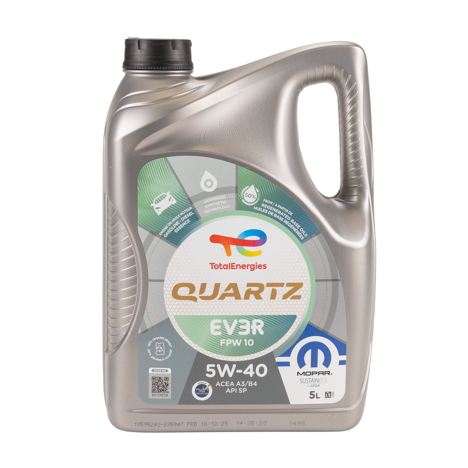 TotalEnergies Motoröl Total Quartz EV3R Mopar FPW/10 5W-40 235947 5 Liter