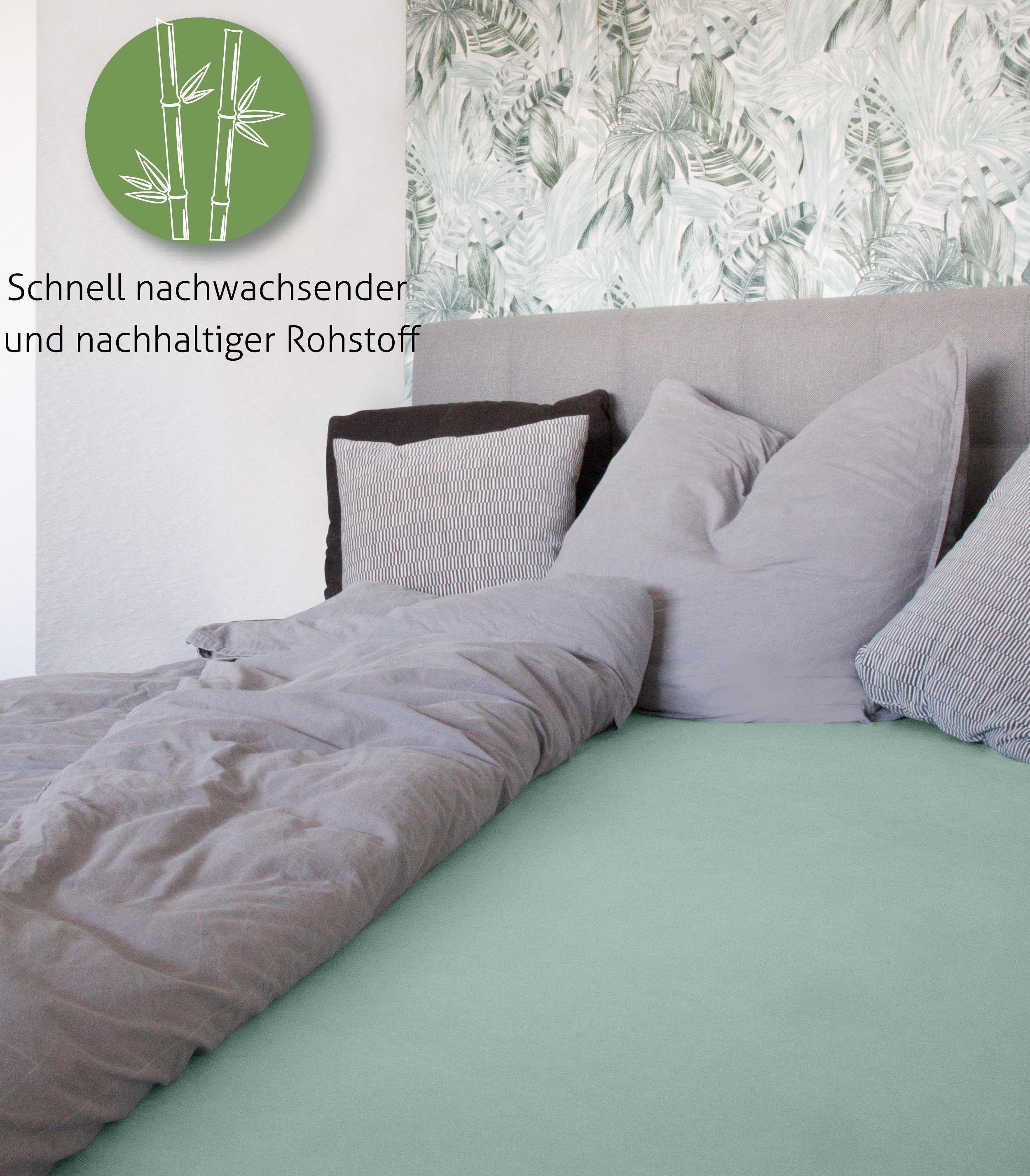 Aspero Spannbettlaken Spannbetttuch, Interlock, Gummizug: rundum, Kühlendes Bettlaken aus 100 % weicher Bambusfaser und 35 cm Steghöhe – Bild 5 von 5