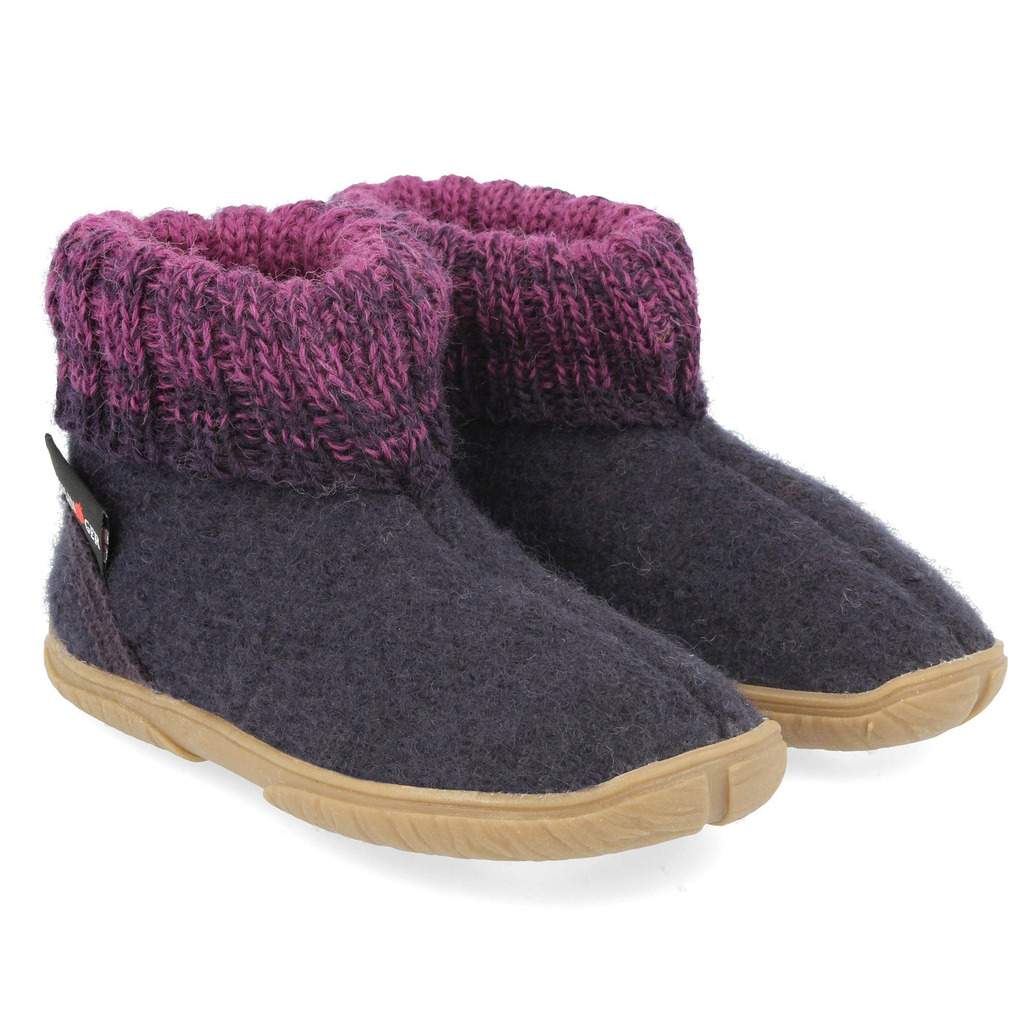 Fidelius Yuki Kinderhausschuhe mit Kragen und Gummisohle unisex Hausschuh