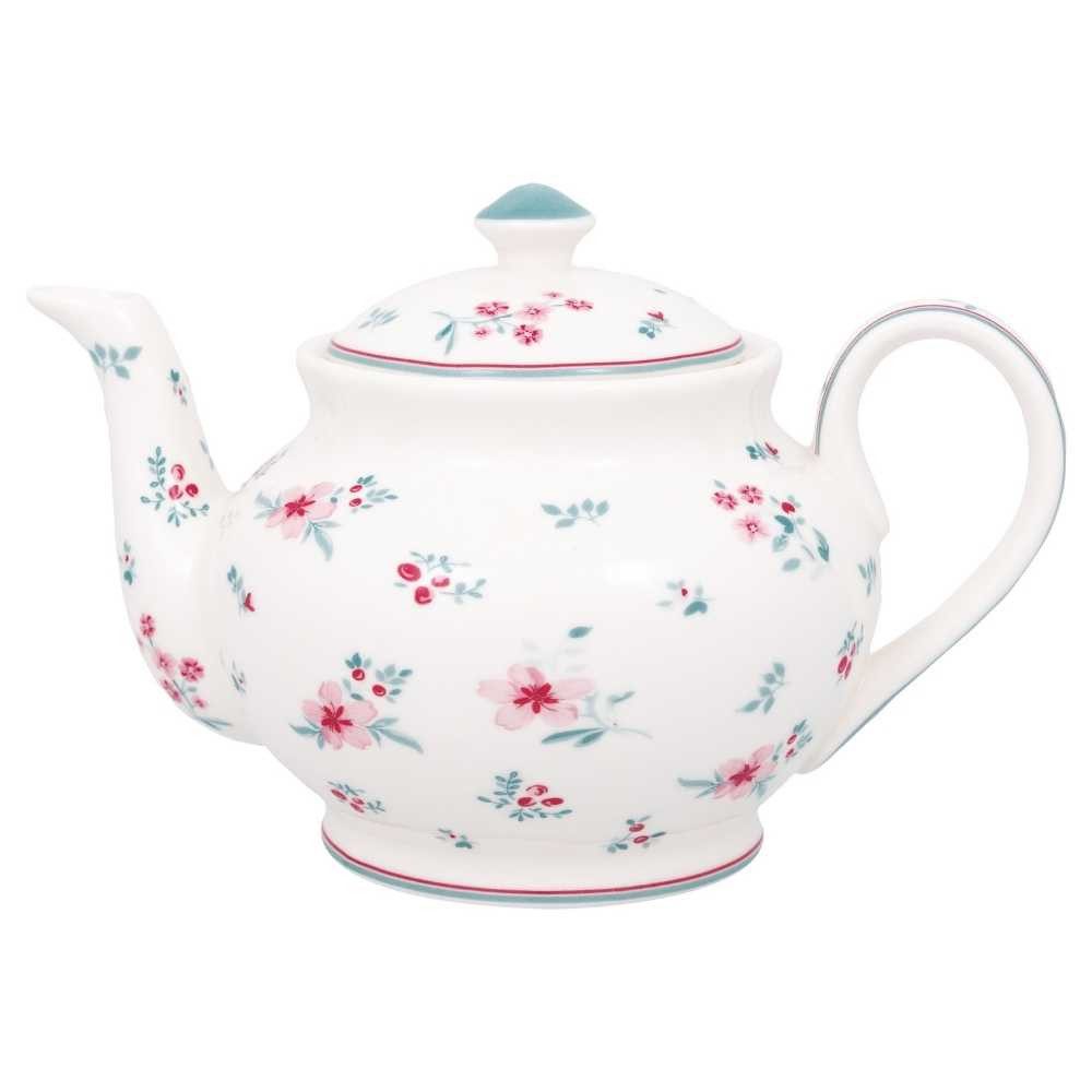 Greengate Teekanne Greengate Teekanne SILA Weiß mit Blümchen 1 Liter