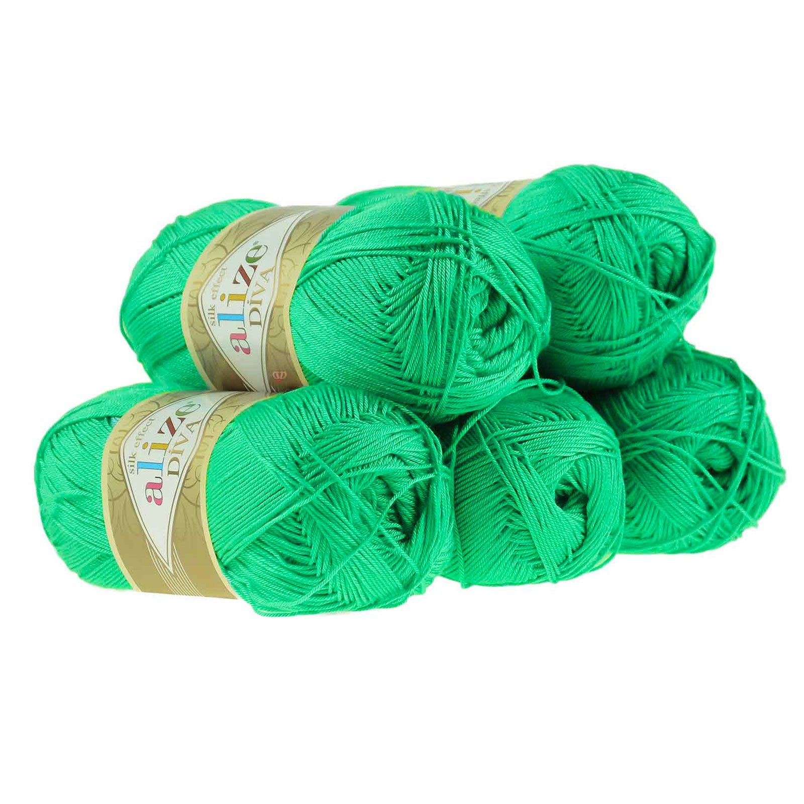 Alize 5 x 100g Strickgarn ALIZE DIVA - Häkelgarn Sommerwolle Häkelwolle, 350 m, 778 apfel