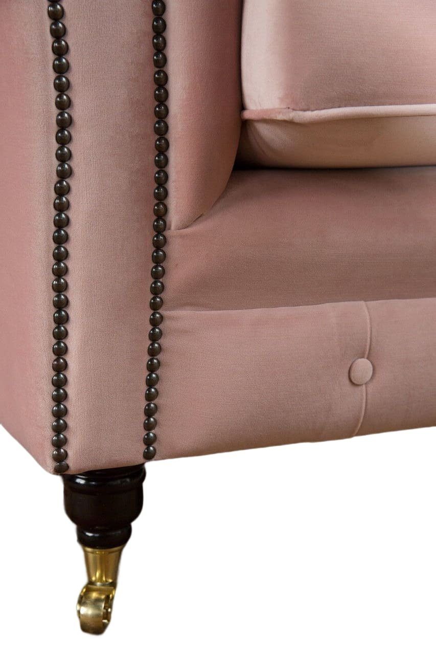 JVmoebel Chesterfield-Sofa, Zweisitzer Elegant Rosa Wohnzimmer Sofa Chesterfield 2 Sitzer Couch