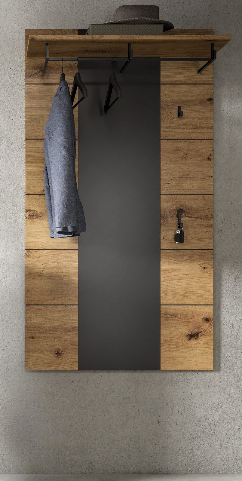 Inn.Furn Garderobenpaneel Cooper (Wandgarderobe in Eiche günstig online kaufen