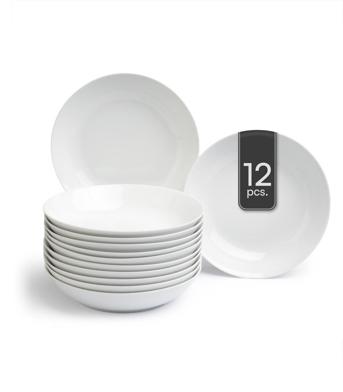 Home4You Suppenteller 12er Set, Weiß, Ø 20 cm
