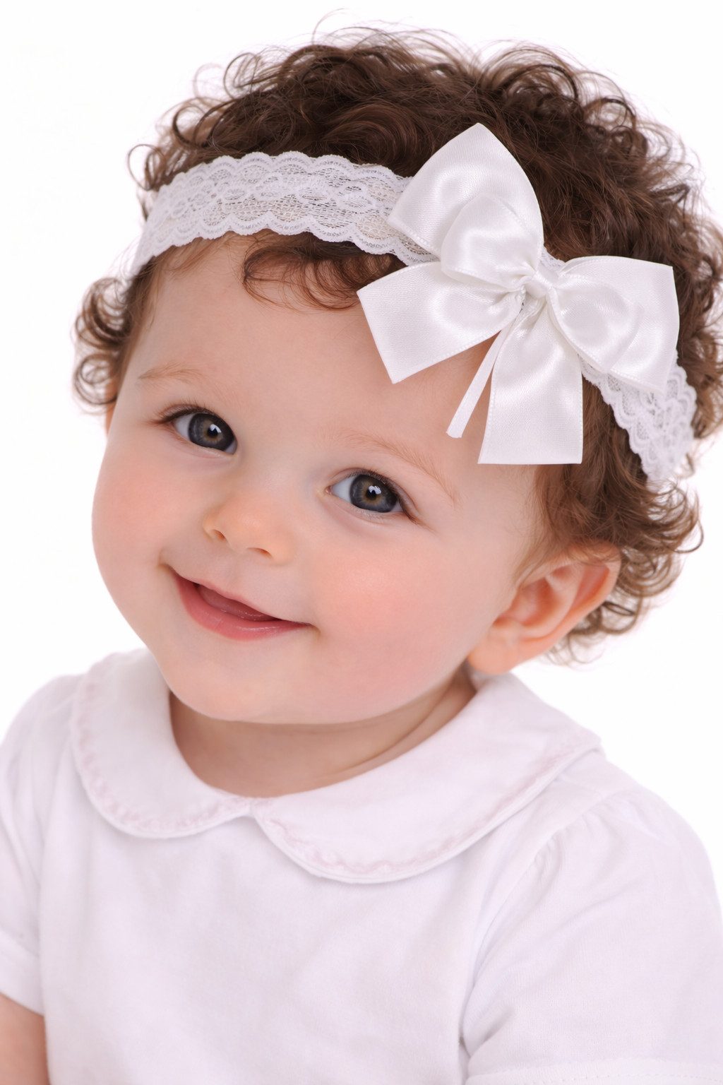 La Bortini Stirnband Baby Kopfband in Weiß Kopfschmuck für Kinder ab 0Mon festlich, 34 36 38 40 42 44 46 48 50 52 54 56