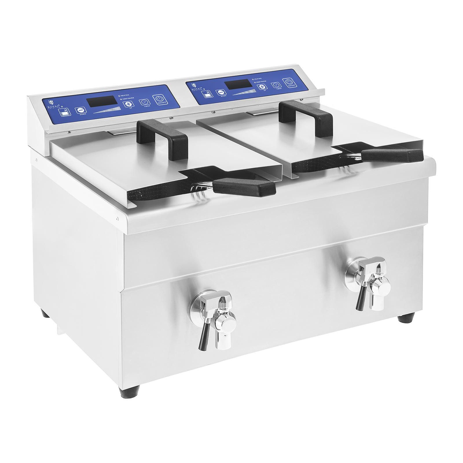 Royal Catering Fritteuse RCIF-10DB, 7000 W, 2 x 10 L Induktion Ablasshahn 2 x 3500 W Timer LED