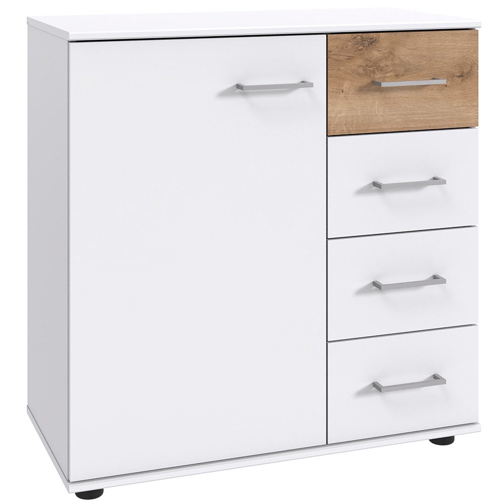 Lomadox Kommode TREVISO-43, Schlafzimmerkommode Schlafzimmerschrank Schrank 81 cm breit weiß