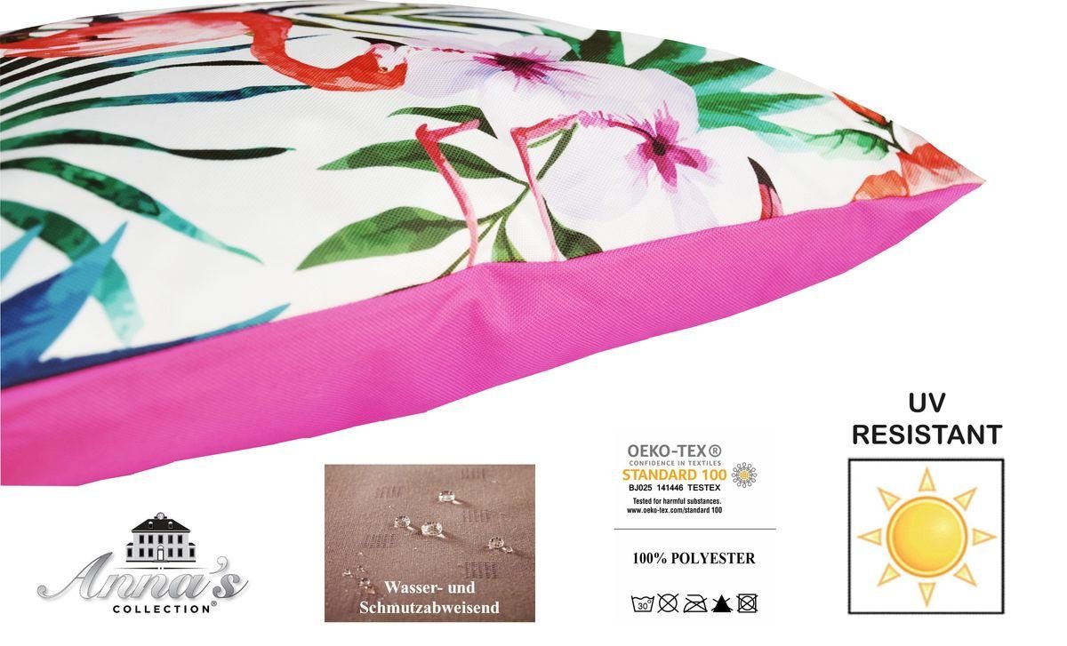 inkl. mit 60x60cm JACK Robust, Außen Innen für Strapazierfähig, Dekokissen Pink XXL Kissen Motiv Lounge Outdoor geeignet Flamingo Füllung, Dekokissen Lotus-Effekt, & JACK
