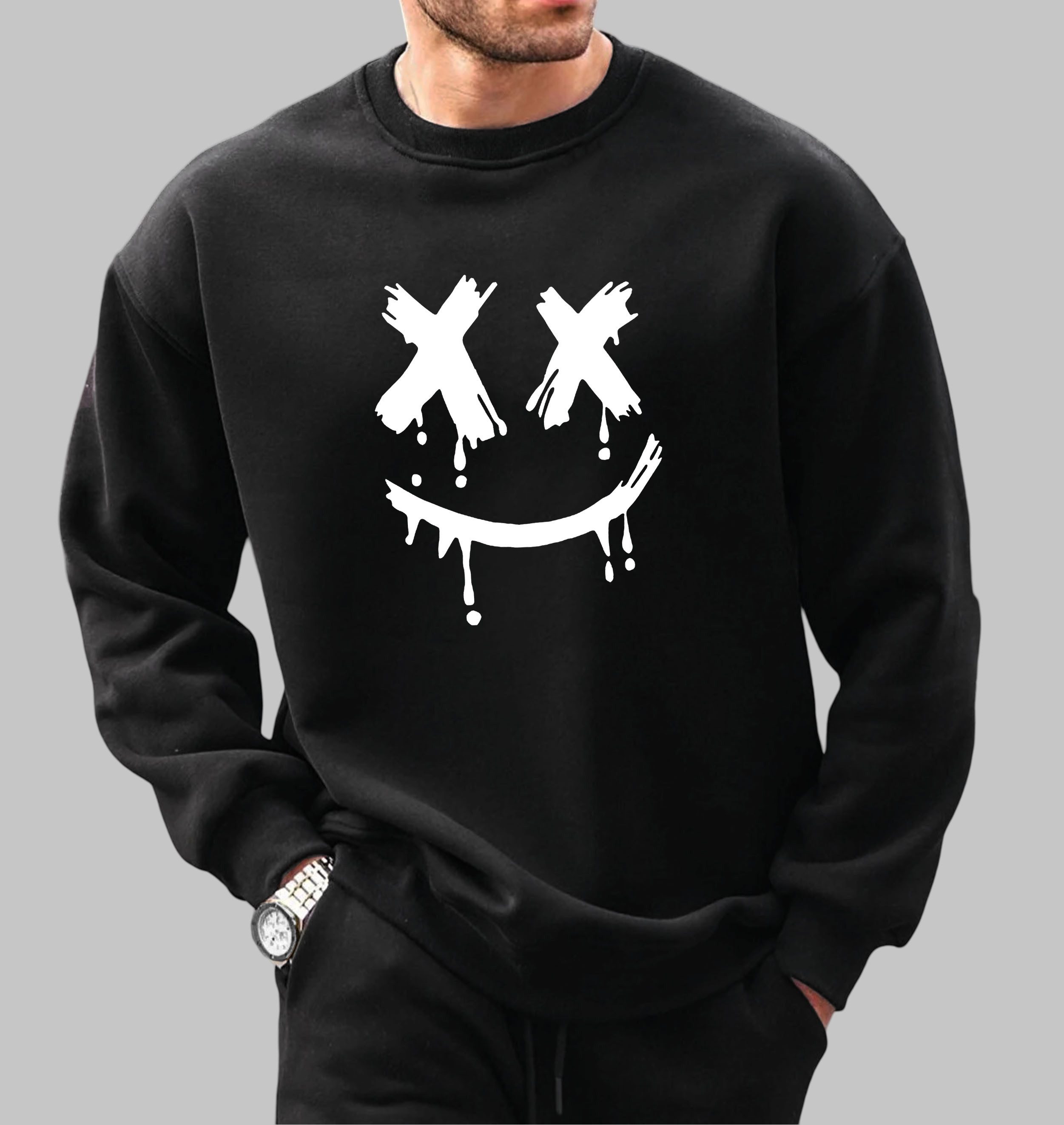 RMK Rundhalspullover Herren Pullover Sweatshirt Hoodie Pulli Smile Smiley O günstig online kaufen