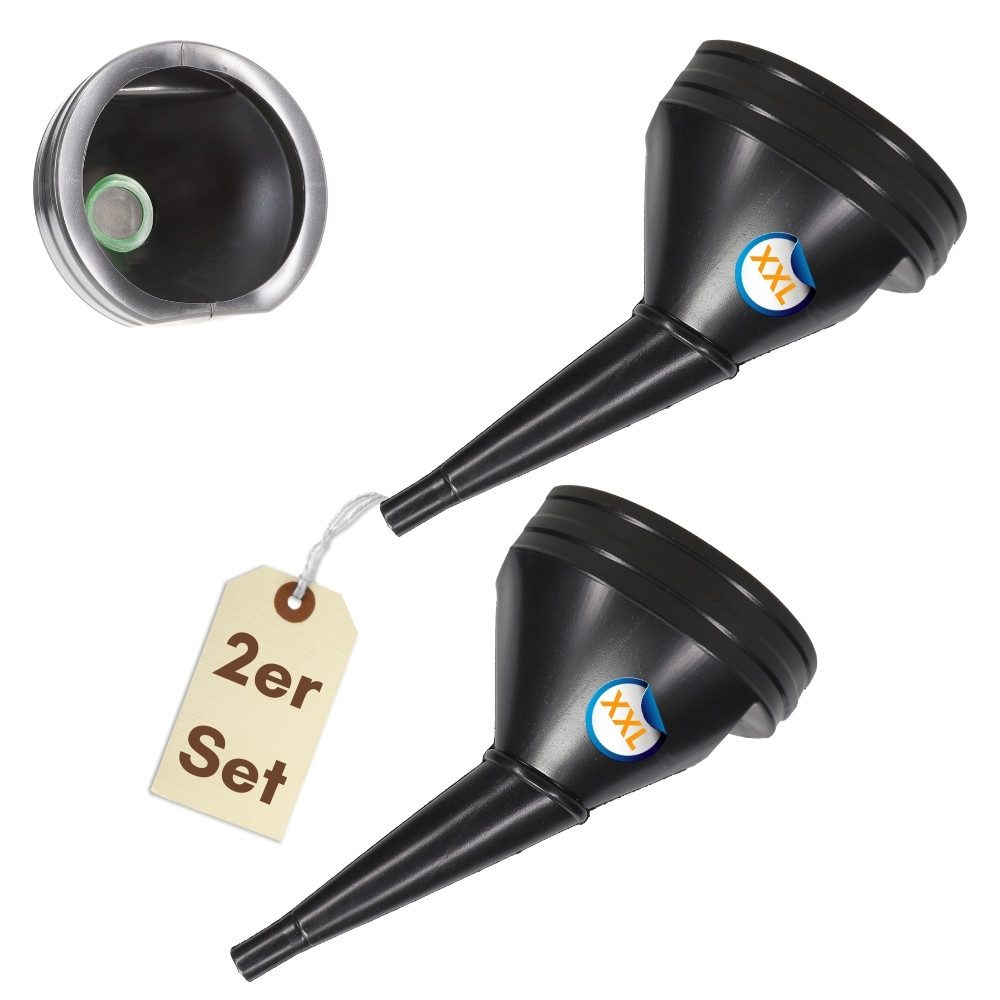 GarPet Öltrichter 2er Set Abgewinkelter Trichter Sieb Auto Benzin AdBlue Einfüllhilfe