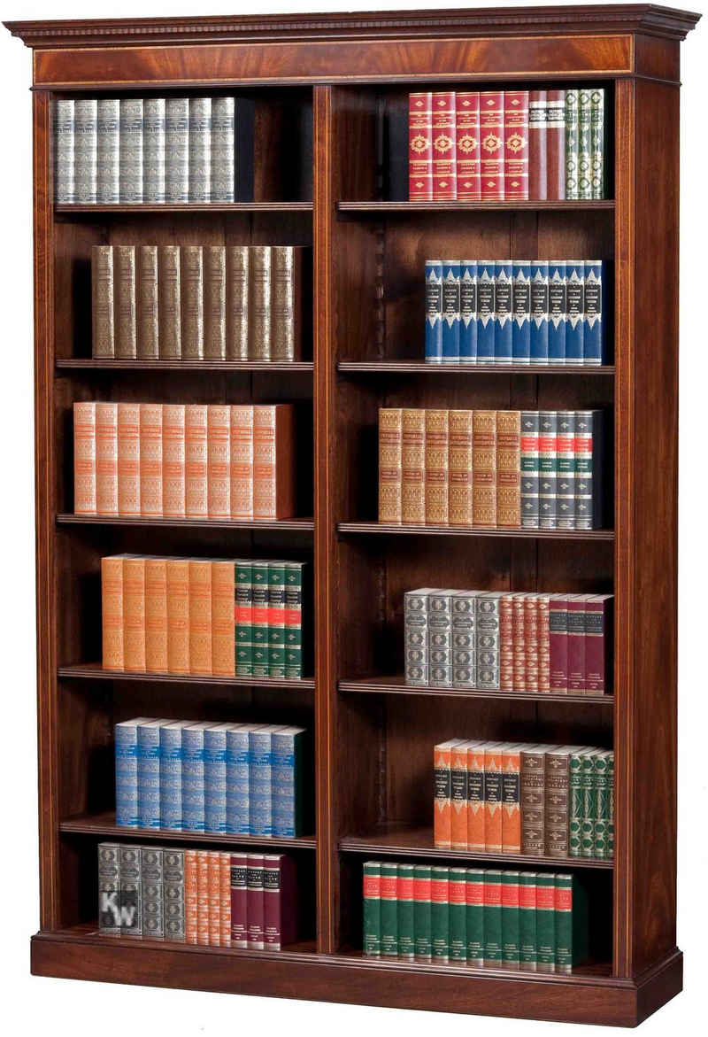 Kai Wiechmann Bücherregal Schrank Mahagoni im englischen Stil, hochwertiges Bücherbord 150 cm, in verschiedenen Tiefen, gefertigt in in einer Meisterwerkstatt