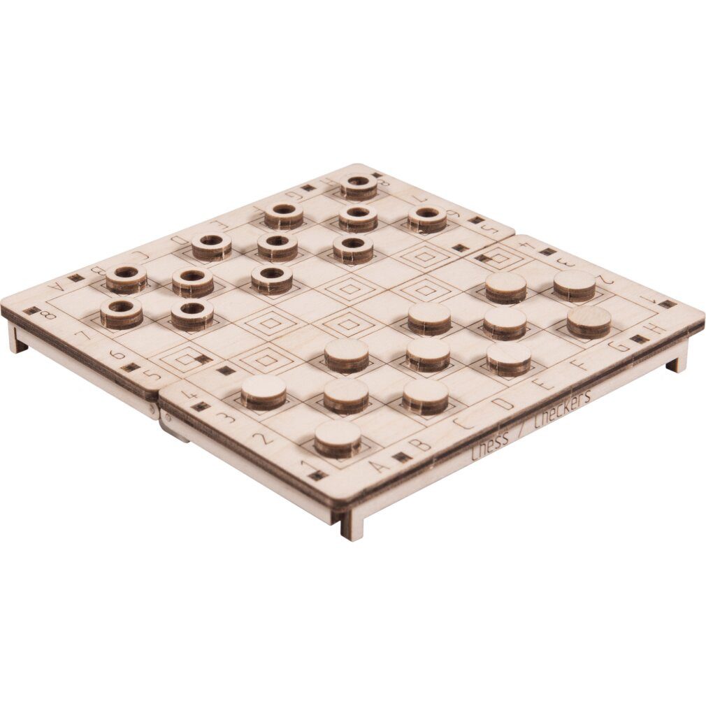 Wooden City 3D-Puzzle 3D Puzzlespiel Schach und Dame 2in1, Puzzleteile