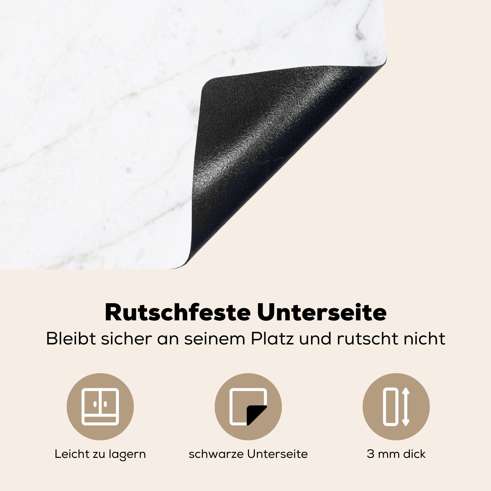 tlg), Marmoroptik Induktionskochfeld Gold Weiß Vinyl, Herdblende-/Abdeckplatte Ceranfeldabdeckung (1 die - - - für Stein - MuchoWow Schutz - Stein cm, 81x52 - Marmor küche, Luxus,