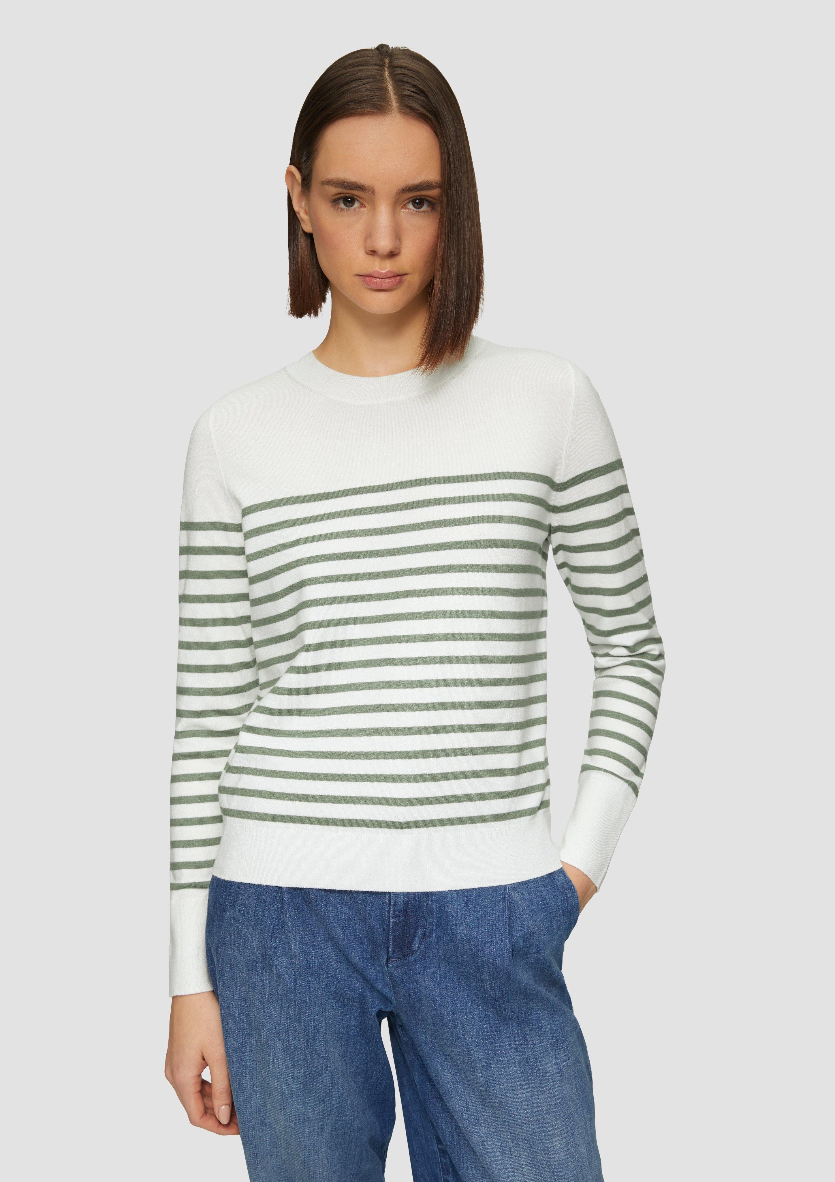 s.Oliver Strickpullover Gestreifter Pullover aus Viskosemix günstig online kaufen