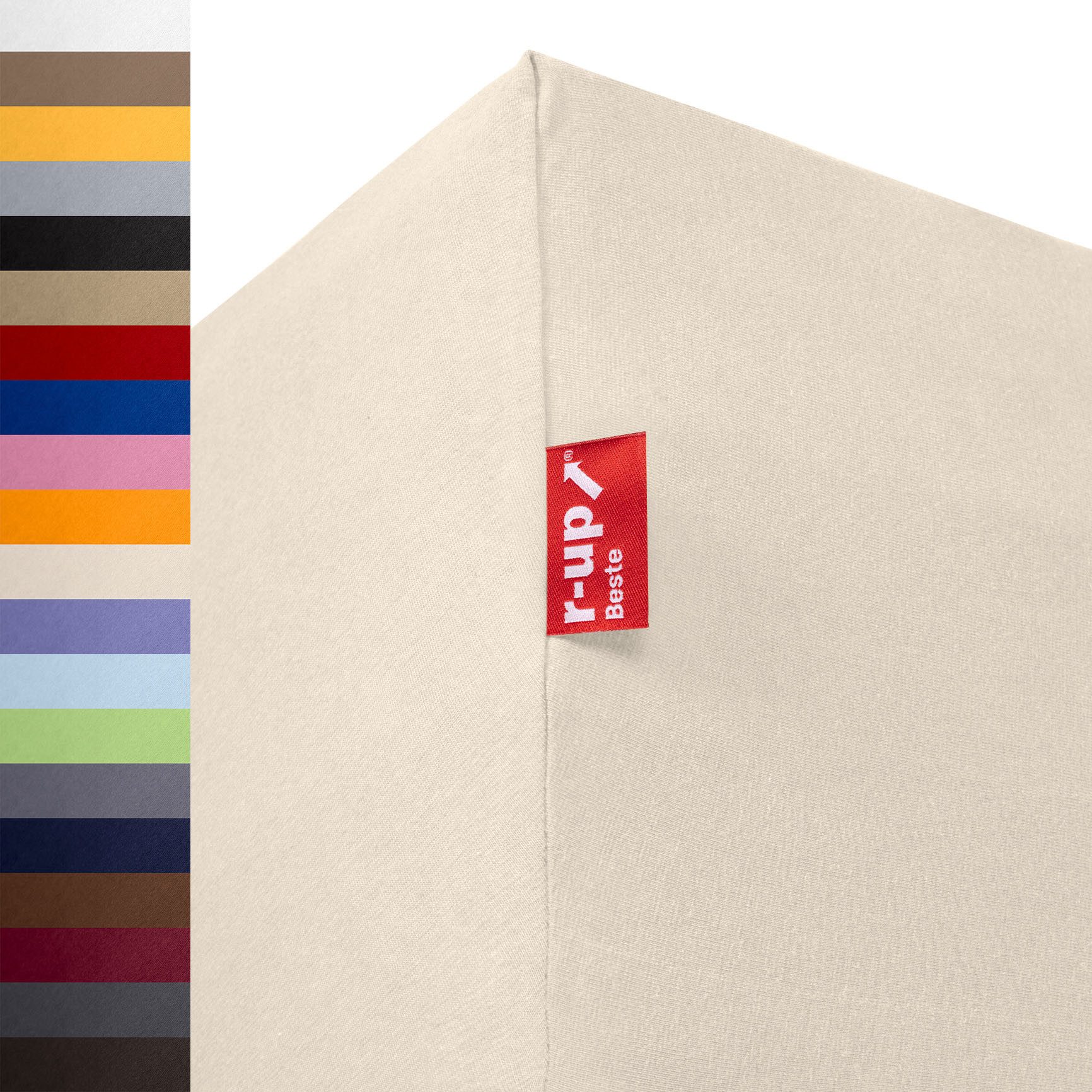r-up Spannbettlaken Beste 90x200 bis 220x240cm erhältlich! 230 g/m², Baumwolle, Gummizug: fest eingenähtes dauerelastisches Rundumgummi, (1 Stück), (90x200-100x220, 15-35cm Matratzenhöhe, natur)