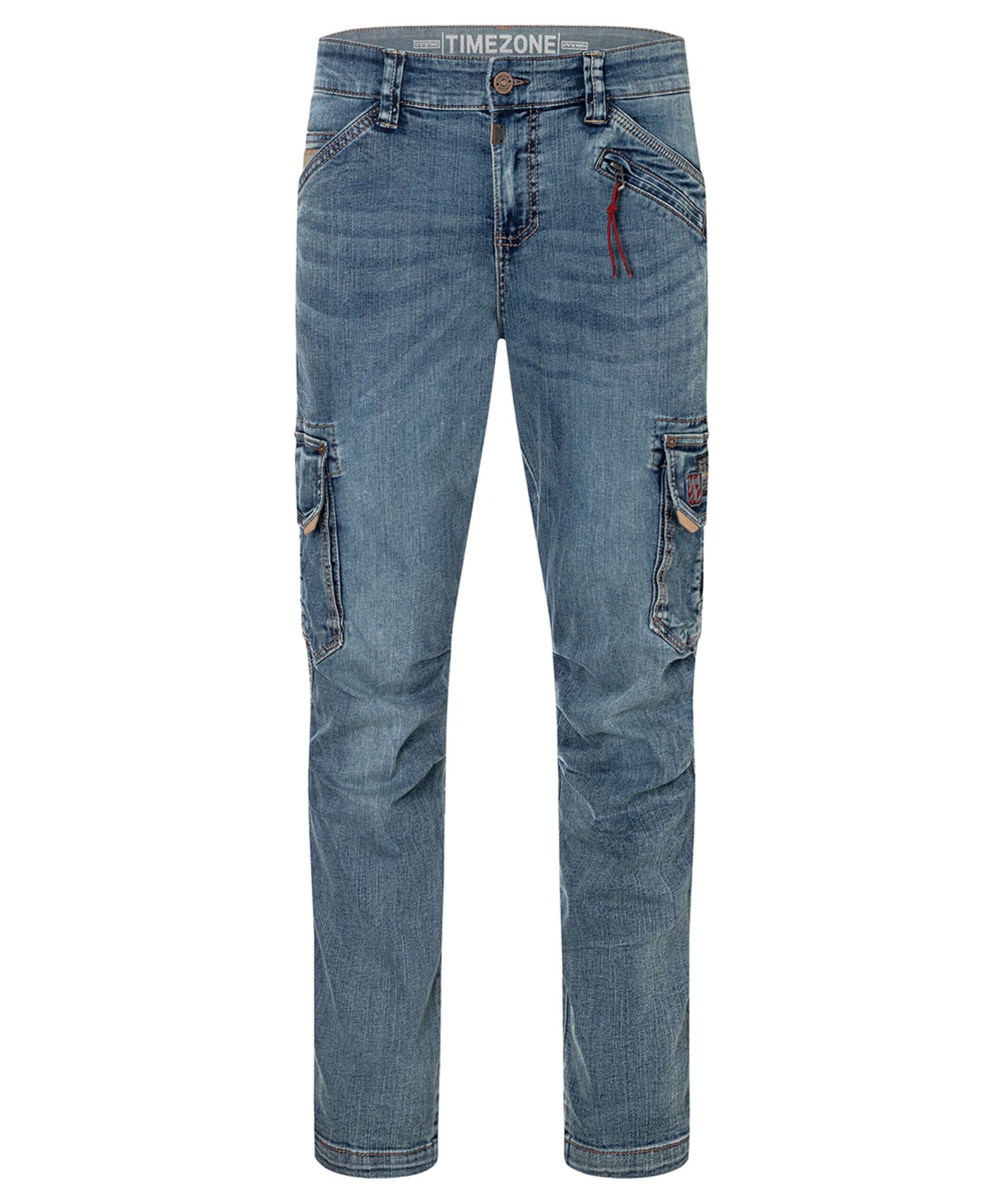 TIMEZONE Regular-fit-Jeans Cargo-Style Used-Waschung Regular Fit Beintaschen Reißverschluss (1-tlg) Regular RogerTZ