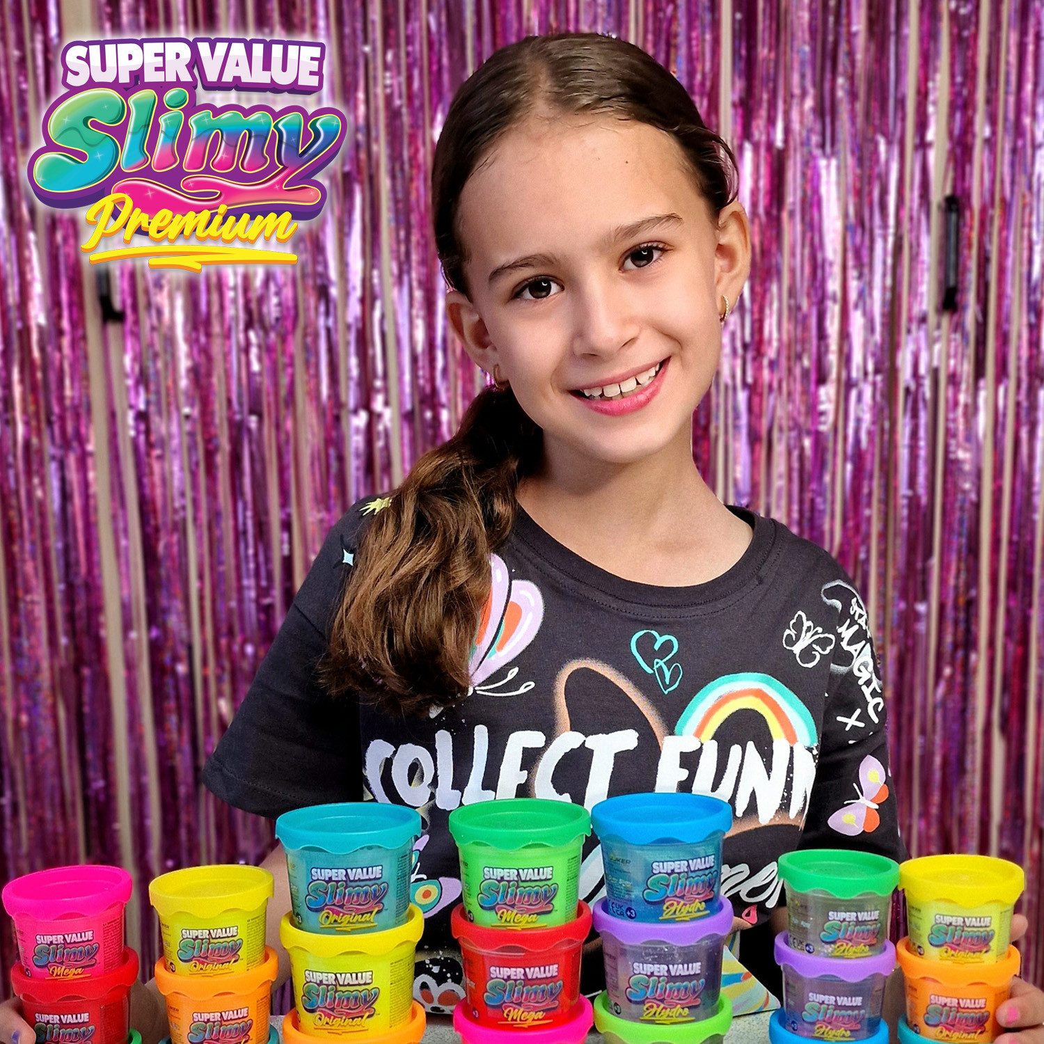 Slimy® Knete Super Value (Original Slimy Slime Set, 1-tlg., mit 3 verschiedenen Spielmassen in 9 Farben), 4er-Pack