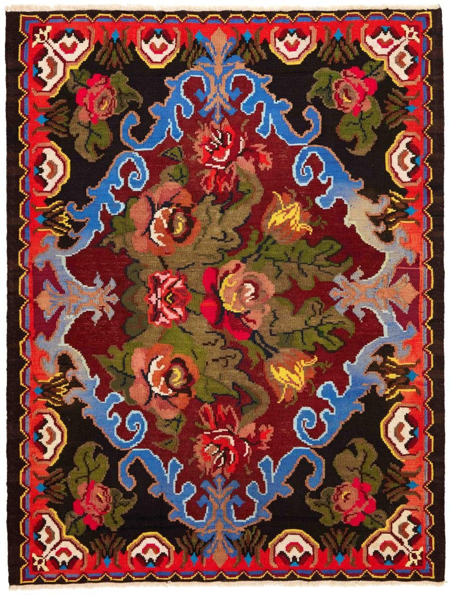 Orientteppich Kelim Rosen 151x195 Handgewebter Orientteppich, Nain Trading, rechteckig, Höhe: 3 mm