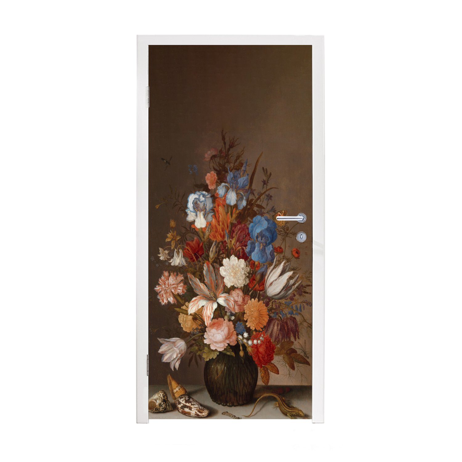 MuchoWow Türtapete Stilleben mit Blumen - Kunst - Alte Meister, Matt, bedruckt, (1 St), Fototapete für Tür, Türaufkleber, 75x205 cm
