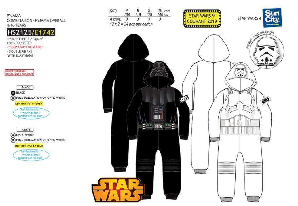 Star Wars Jumpsuit Star War Kinder-Jumpsuit / Einteiler – Darth Vader & Stormtrooper Star Wars Stormtrooper Onesie Strampelanzug