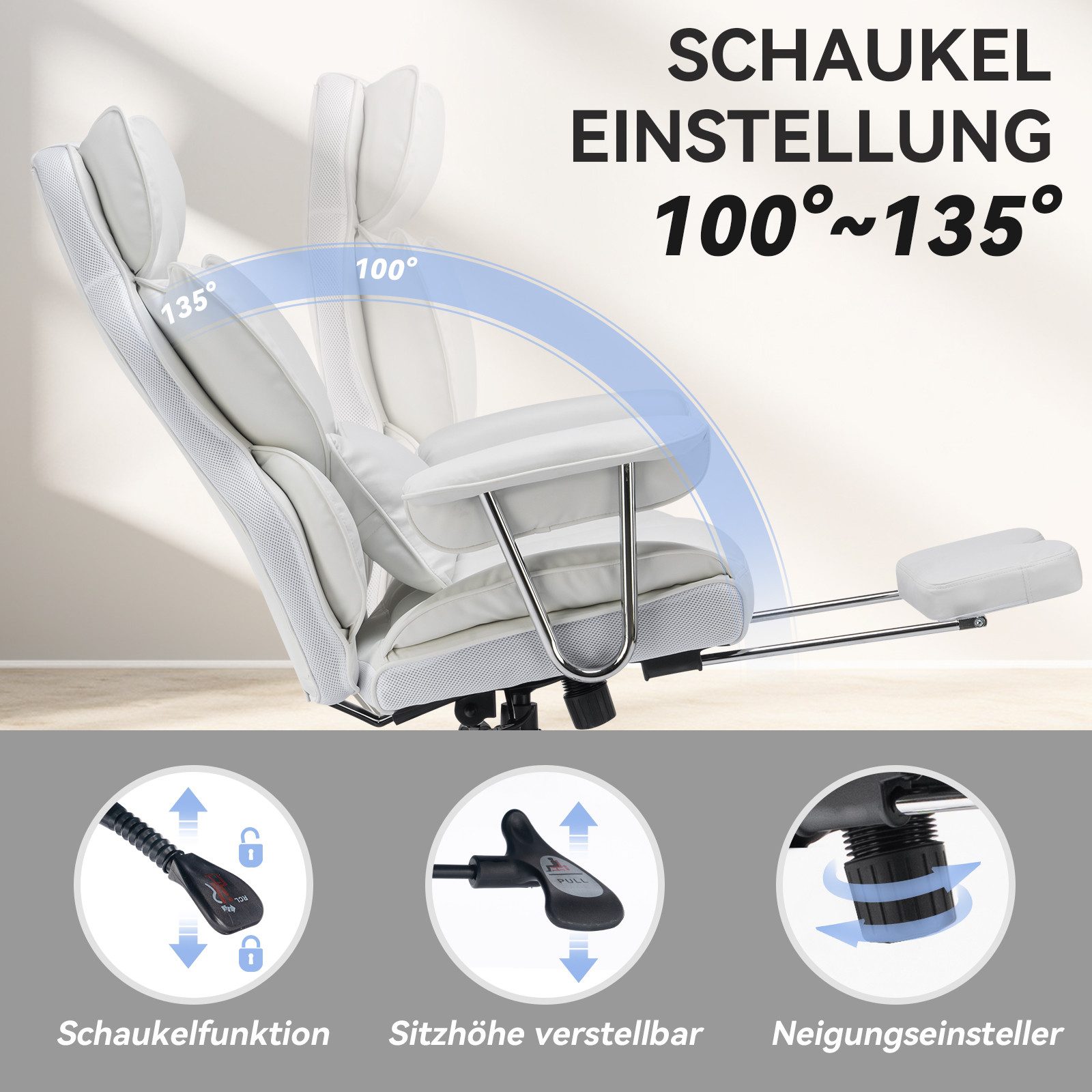 EFOMAO Chefsessel Ergonomischer Executive, PU-Kunstleder Bürodrehstuhl, günstig online kaufen