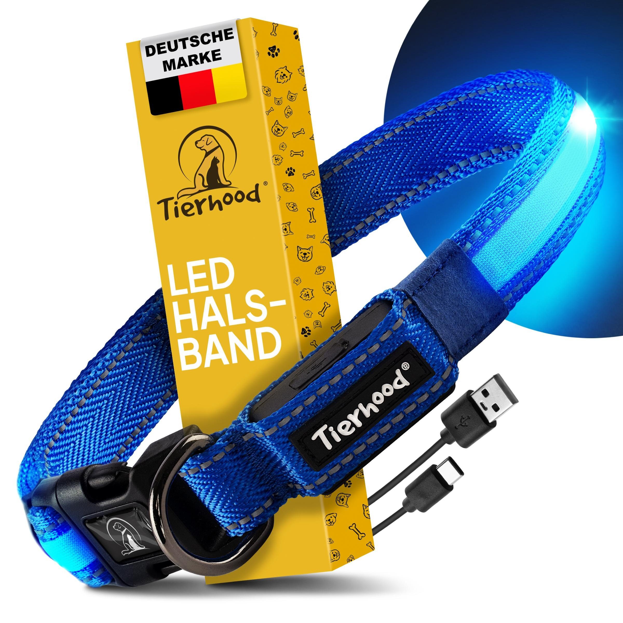Tierhood Hundehalsbandleuchte Hunde-Halsband für Hunde, LED-Leuchthalsband, LED-Leuchthalsband, Aufladbar