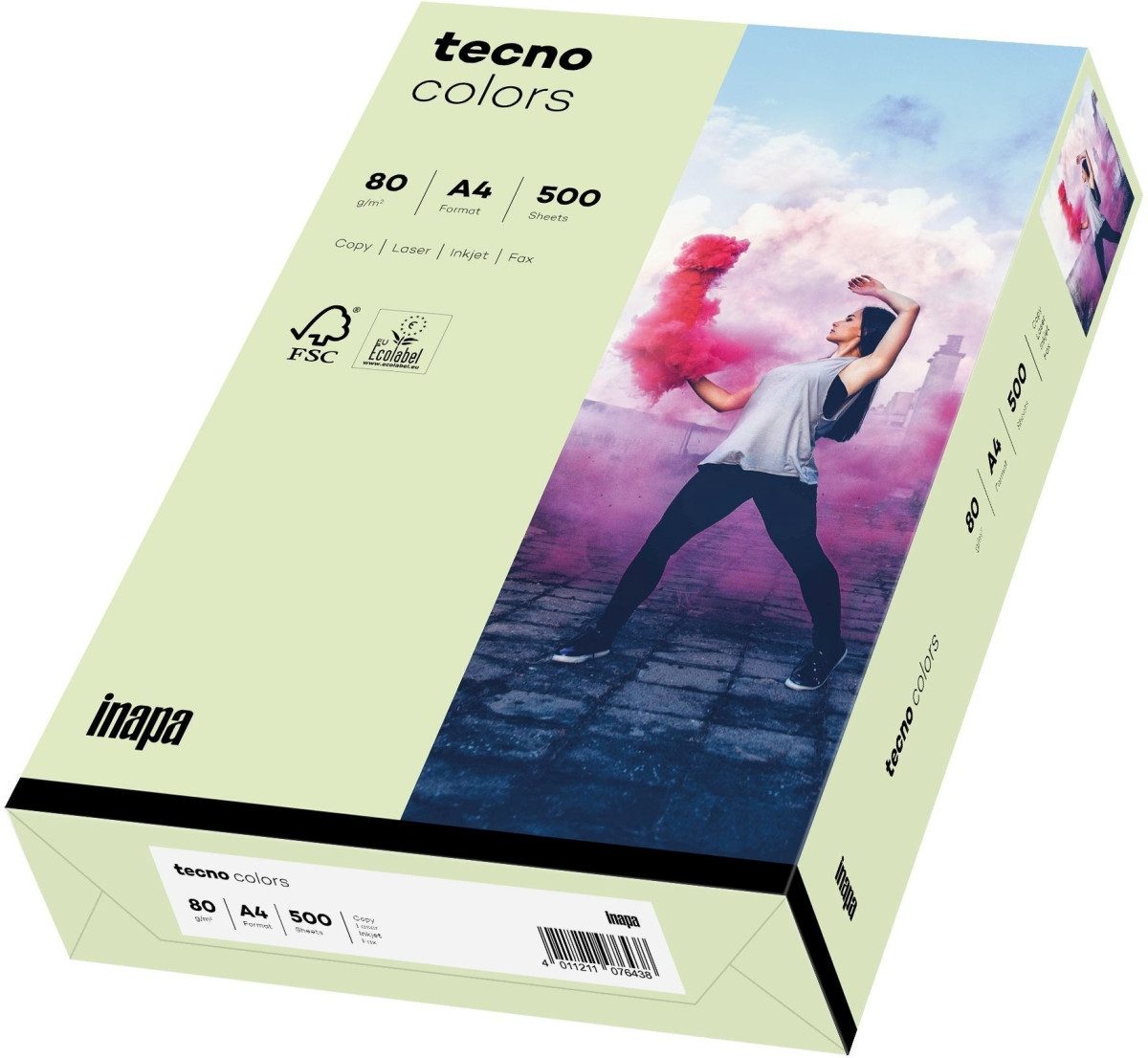 INAPA Kopierpapier Multifunktionspapier tecno colors A4 80g/qm VE=500 Blatt hellgrün