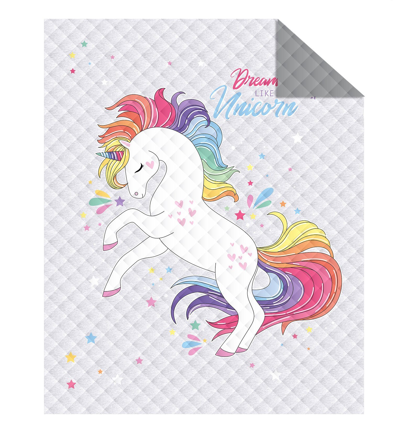 Tagesdecke Kinder Tagesdecke Kinderzimmer Kinderdecke 170x210 Überwurf Einhorn, Carpe Sonno, Tagesdecke Kinder-Bett Mädchen Unicorn Überwurf für Bett