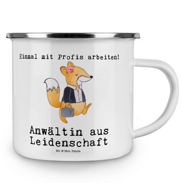 Mr. & Mrs. Panda Becher Anwältin Leidenschaft - Weiß - Geschenk, Firma, Staatsexamen, Metallt, Emaille, Kratzfeste Emaille