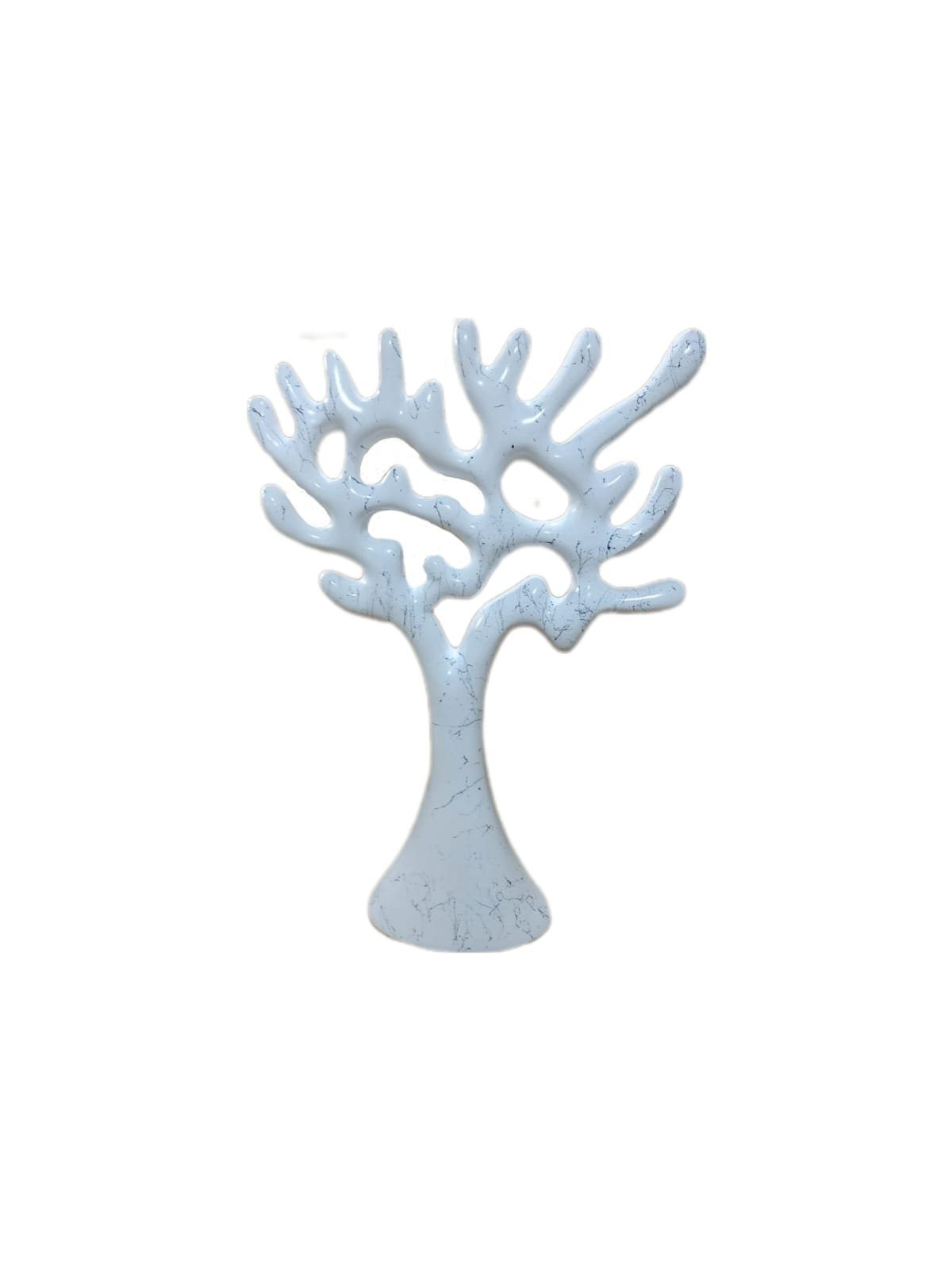 Polyresin Weiß aus moebel17 Dekofigur Skulptur Dekofigur Marmoroptik, Baum