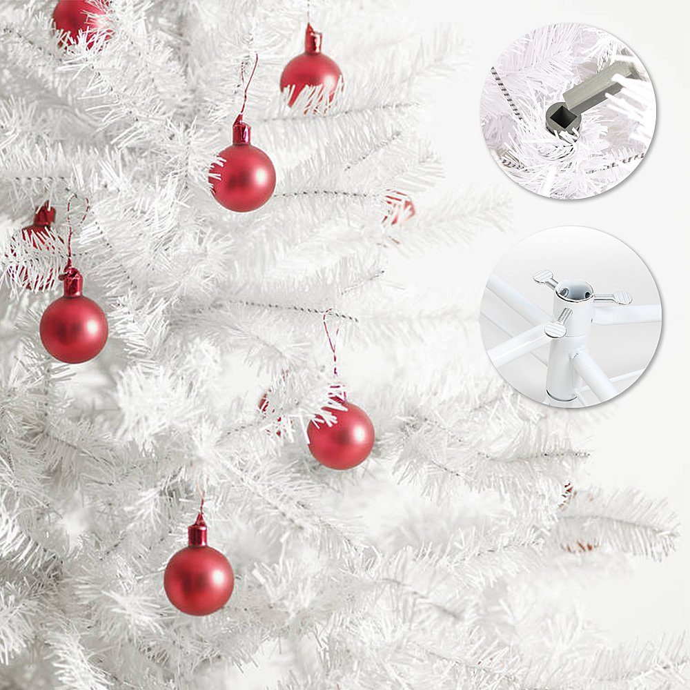 OZAVO Künstlicher Weihnachtsbaum XM008, Weiß Christbaum, 400Spitzen Tannenbaum, Kunstbaum Weihnachten 150cm