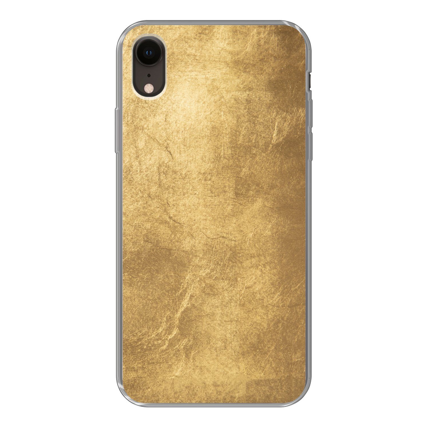 MuchoWow Handyhülle für Apple iPhone XR Licht fällt auf eine goldene Wand, Smartphone-Bumper, Print, Handy Schutzhülle Dünn