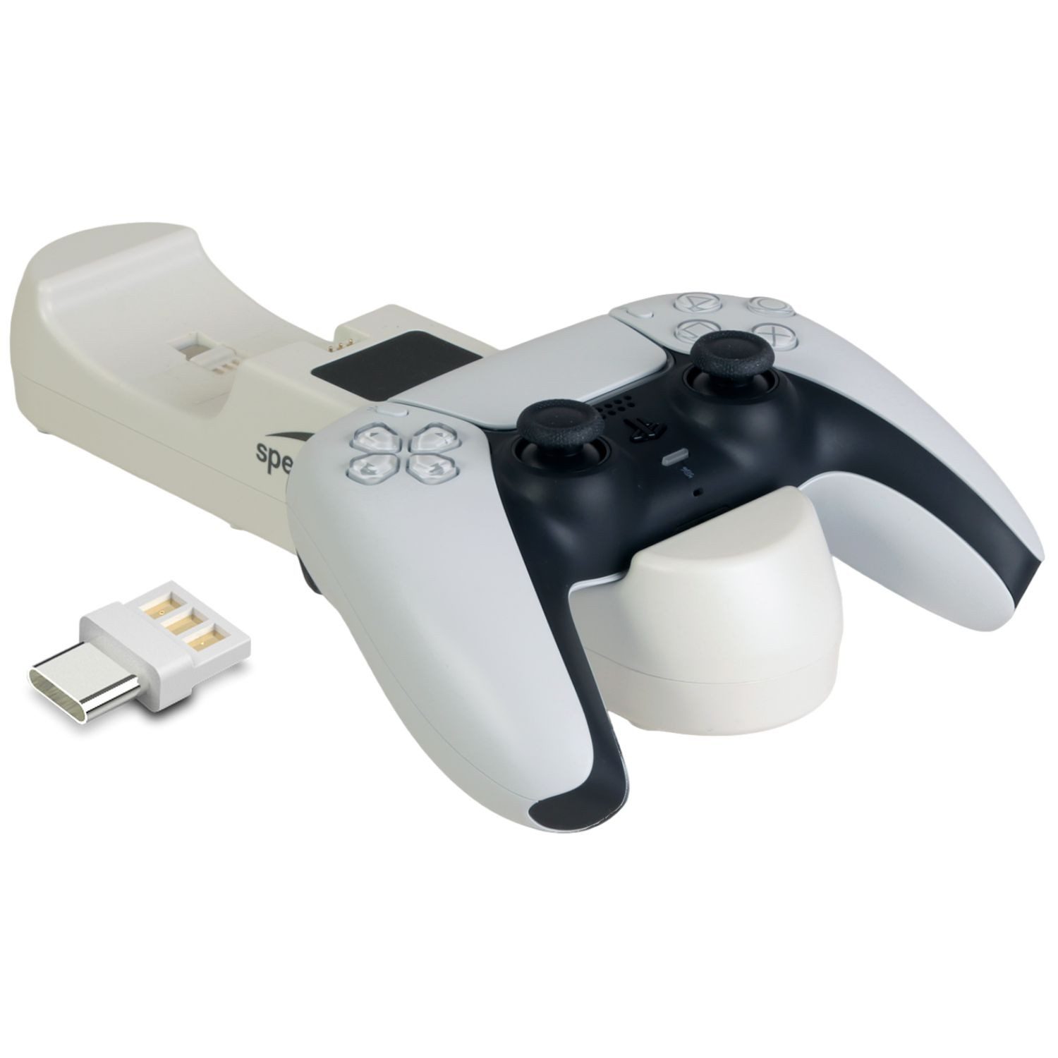 Speedlink JAZZ Dual Ladestation Ladegerät Weiß DualSense-Ladestation (1x Ladestation, USB Dock passend für 2x Sony PS5 Wireless Controller)