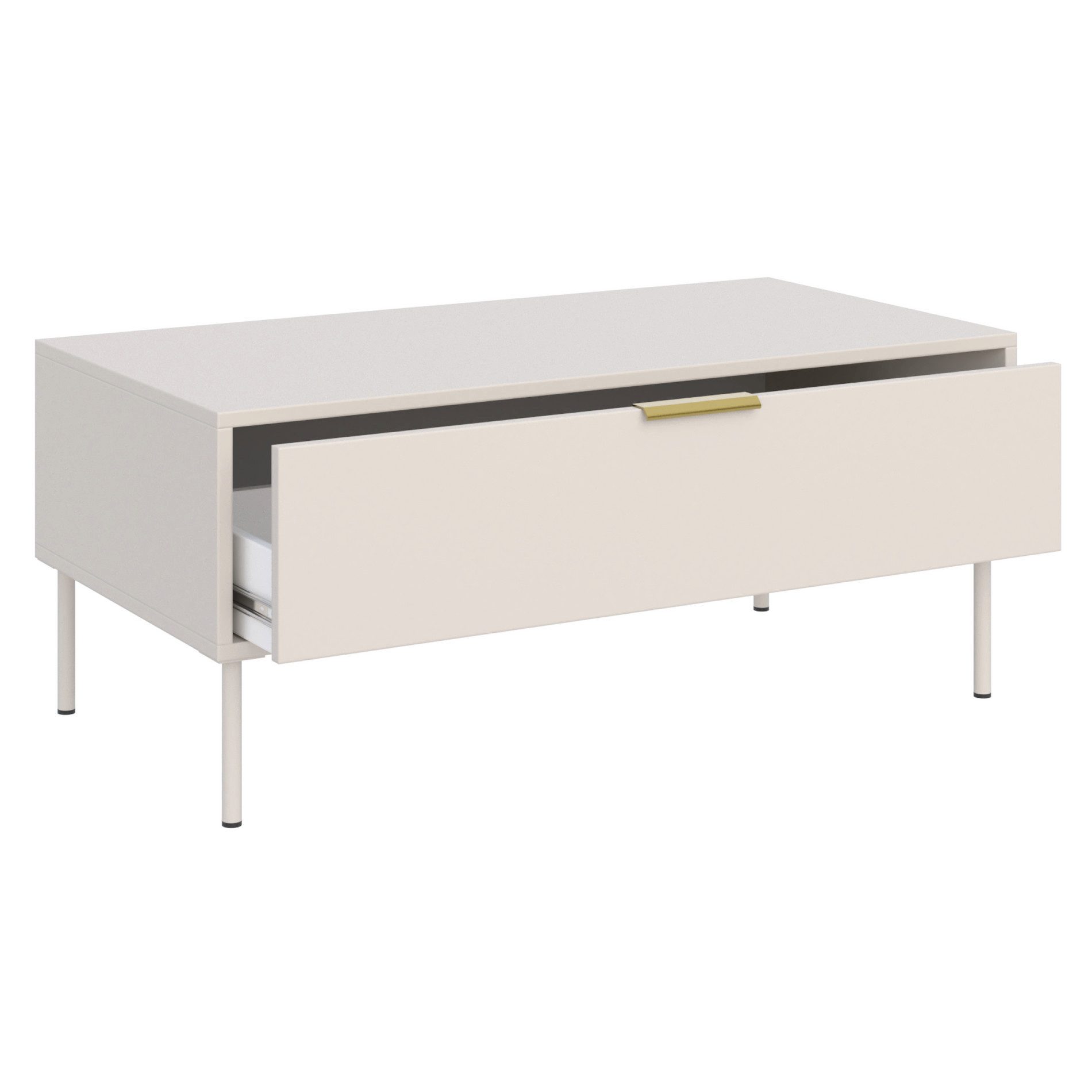 Selsey Couchtisch VENA, Couchtisch in Kaschmirgrau mit goldenen Griffen, 100x50 cm