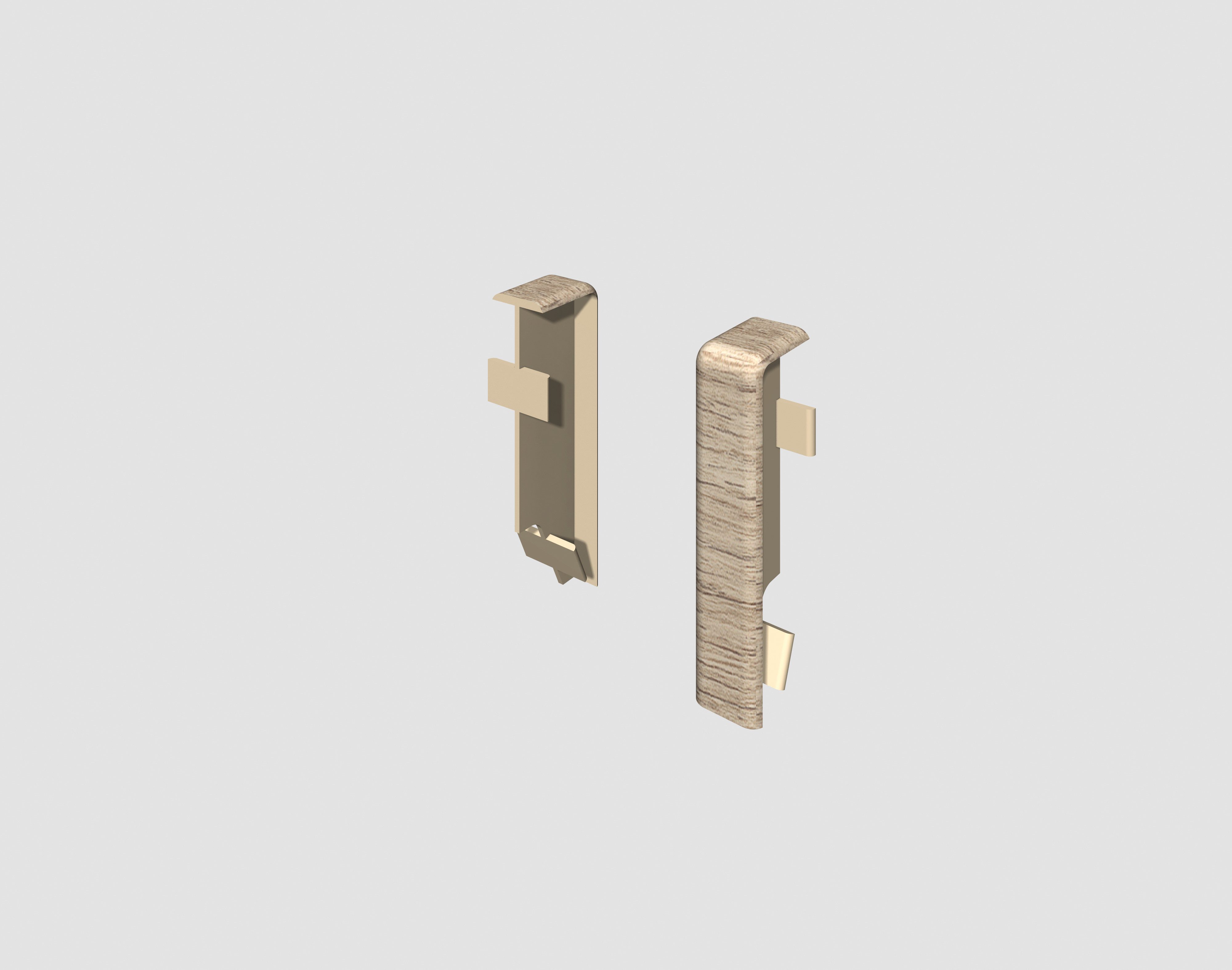 EGGER Sockelleisten-Zwischenstücke Eiche hellgrau, L: 1.6 cm, H: 5.9 cm, 2-St., neues kubisches Profil; 2 Stück