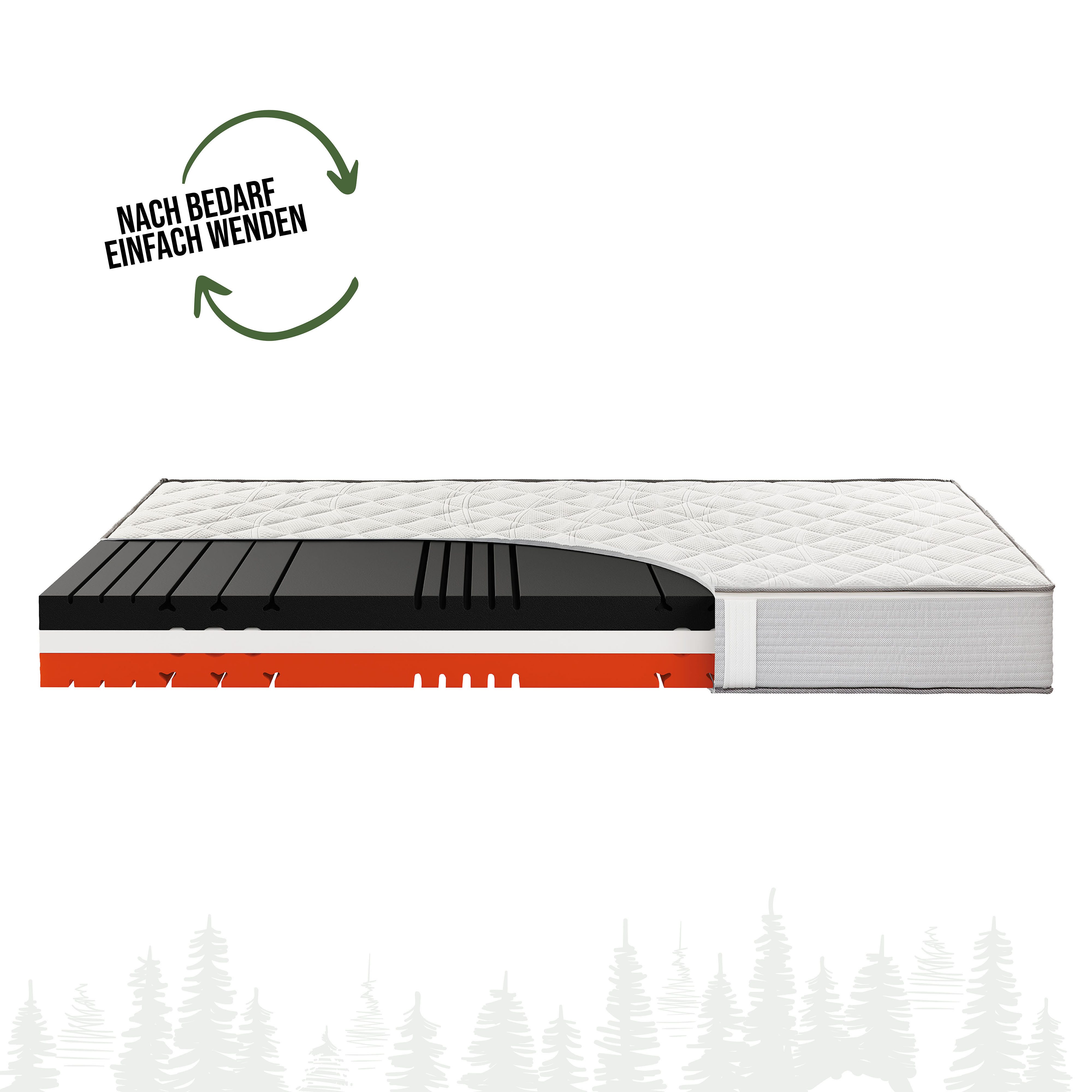 Kaltschaummatratze Schwarzwaldmarie Marta - Wendematratze, mit 8cm Schaumauflagen, Schwarzwaldmarie, 24 cm hoch, Klimaregulierung, ergonomisch und atmungsaktiv