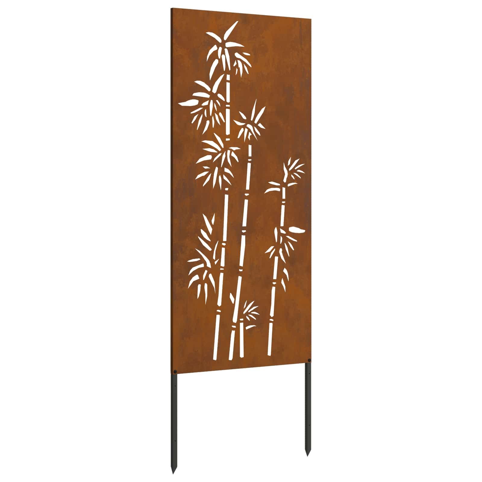 vidaXL Wandbild Garten Sichtschutz-Leinwand Floral Rostoptik 50 x 140 cm, (1 St)