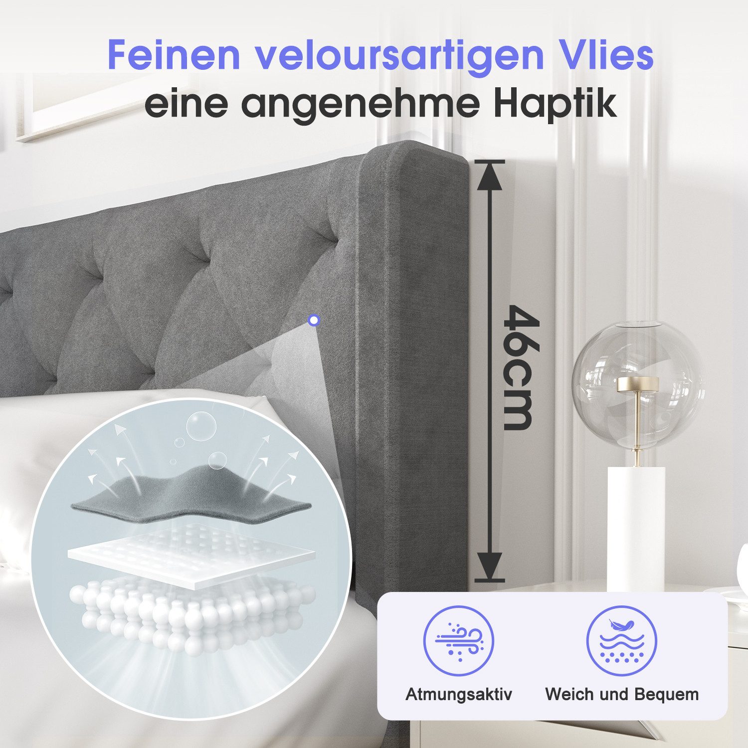 Lexzurn Polsterbett Polsterbett 140x200 cm Bett mit Lattenrost (Doppelbett günstig online kaufen