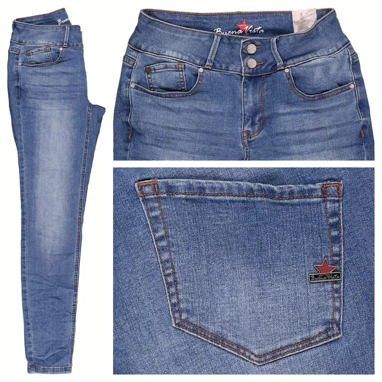 Buena Vista Slim-fit-Jeans ? Damen Skinny Jeans ? High Waist Cropped Denim ? Figurformend