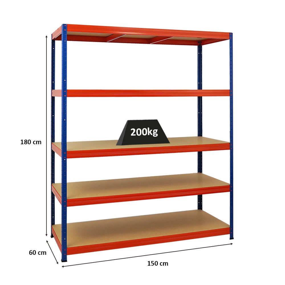 PROREGAL® Schwerlastregal Stabiles Lastenregal Kellerregal ELEPHANT mit 5 Fachböden aus MDF, Stabiles Kellerregal Stahlregal mit hoher Fachlast