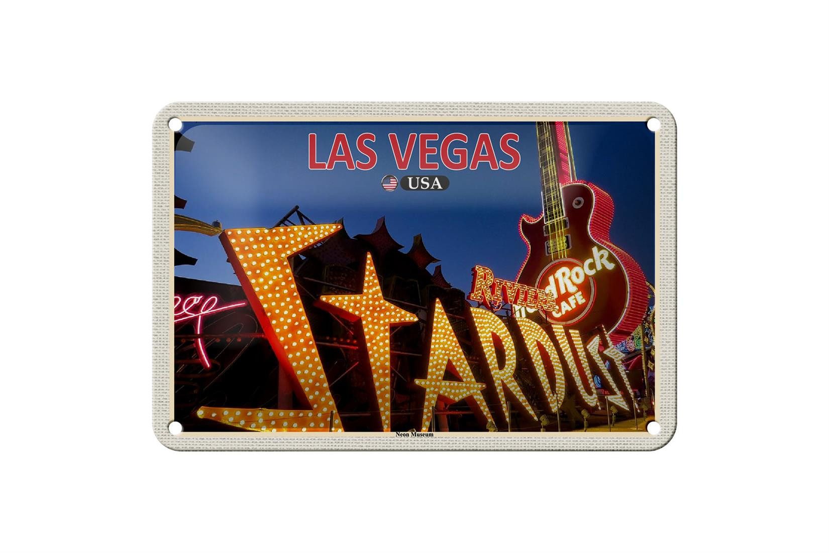 Metallschild Reise 18x12cm Las Vegas USA Neon Museum